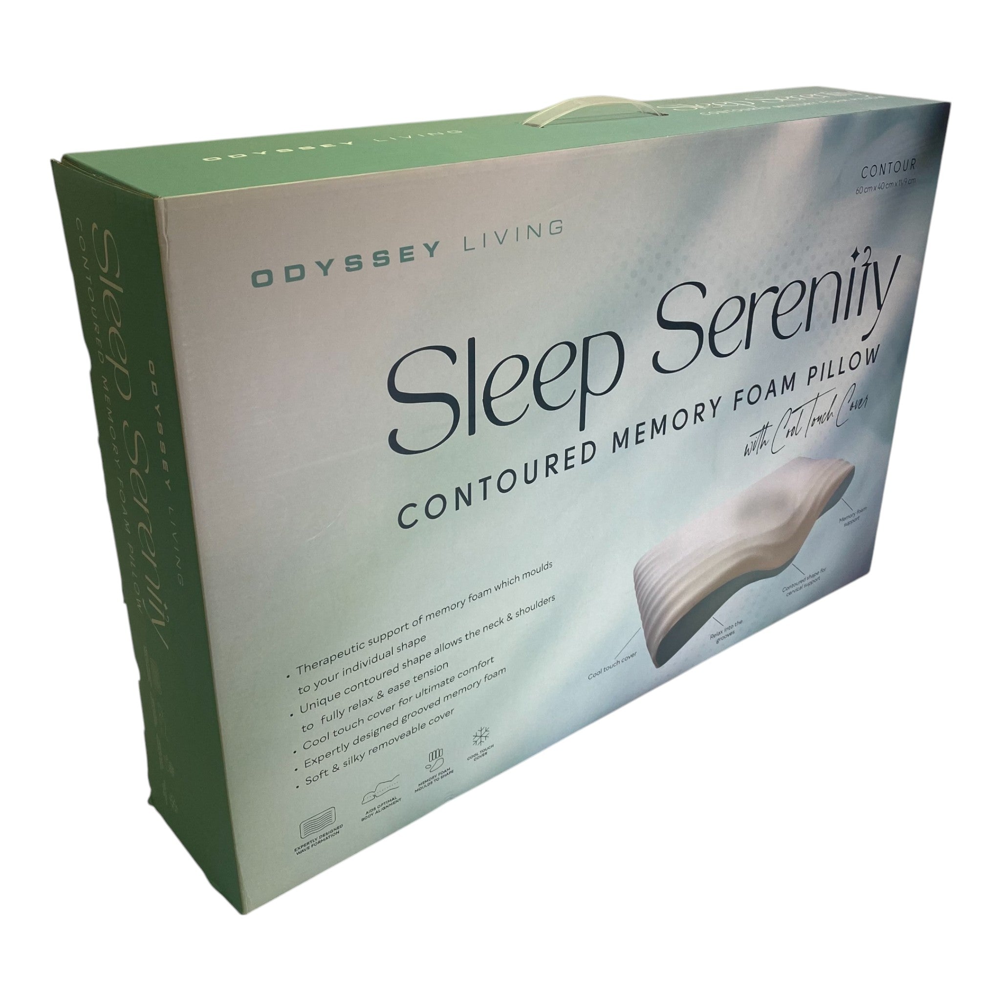 Odyssey Living 2x Sleep Serenity Contoured Memory Foam Pillow