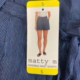Matty M Women's Paperbag Waist Shorts - Navy Blue