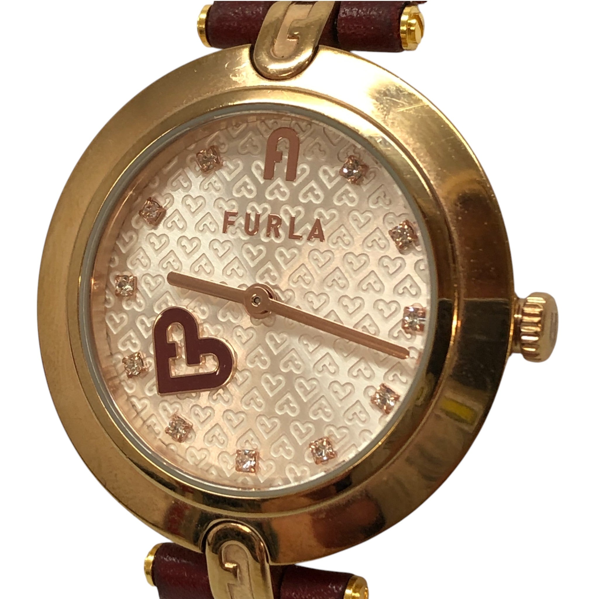 Furla Ladies' Logo Links Watch with Red Leather Strap