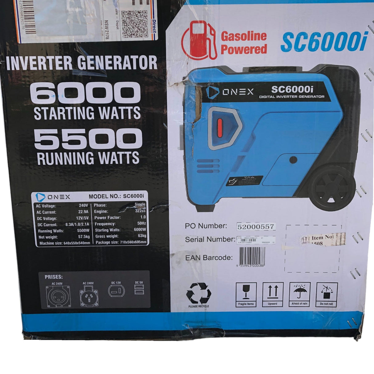 ONEX 5.5KW Inverter Generator SC6000i - Dark Blue - CLICK AND COLLECT ONLY