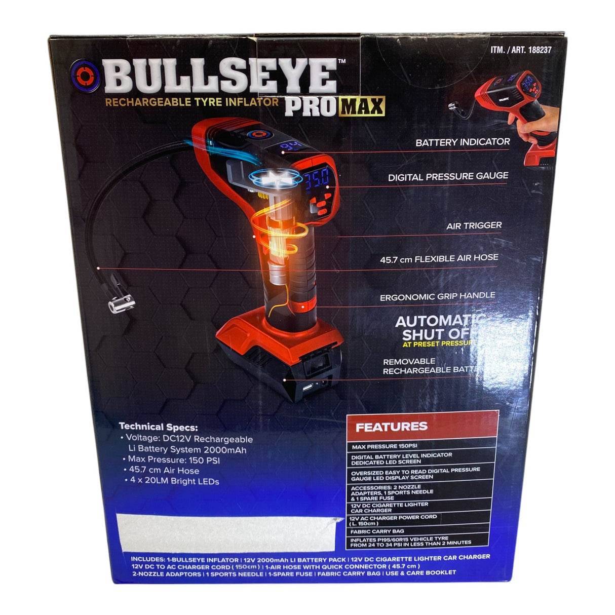 Bullseye Pro Max Rechargeable Tyre Inflator