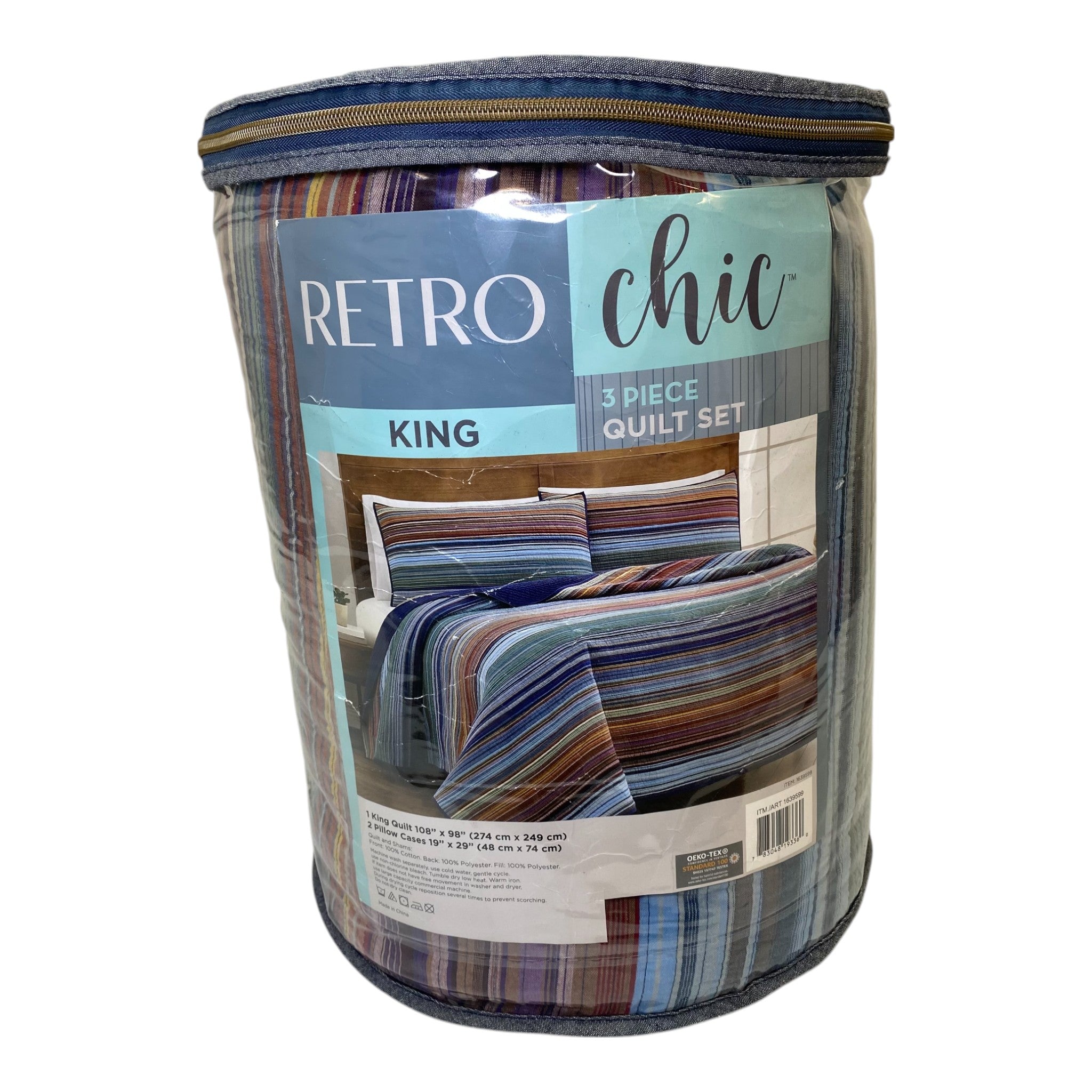 Retro-Chic 3-Piece Reversible Quilt Set - King Size