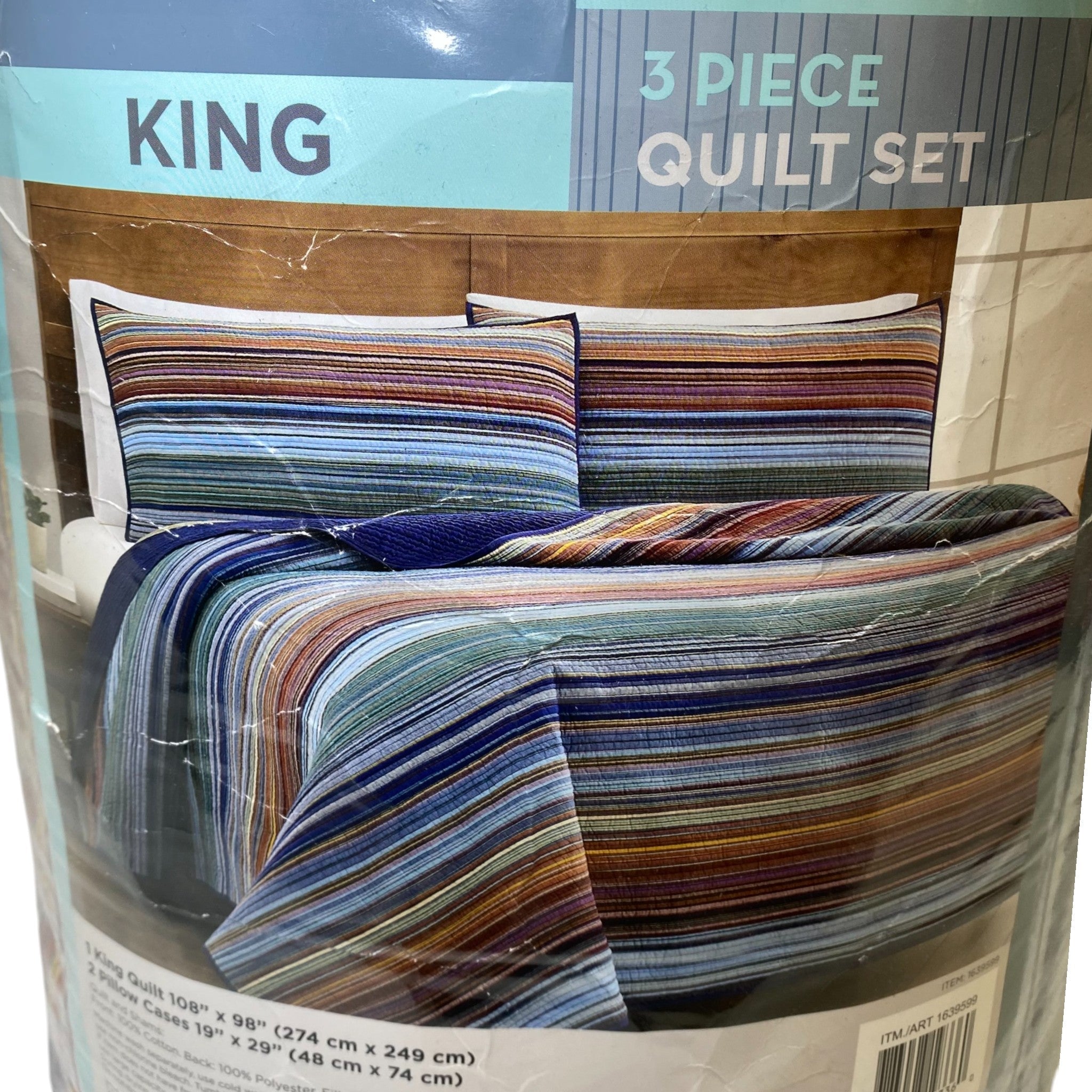 Retro-Chic 3-Piece Reversible Quilt Set - King Size