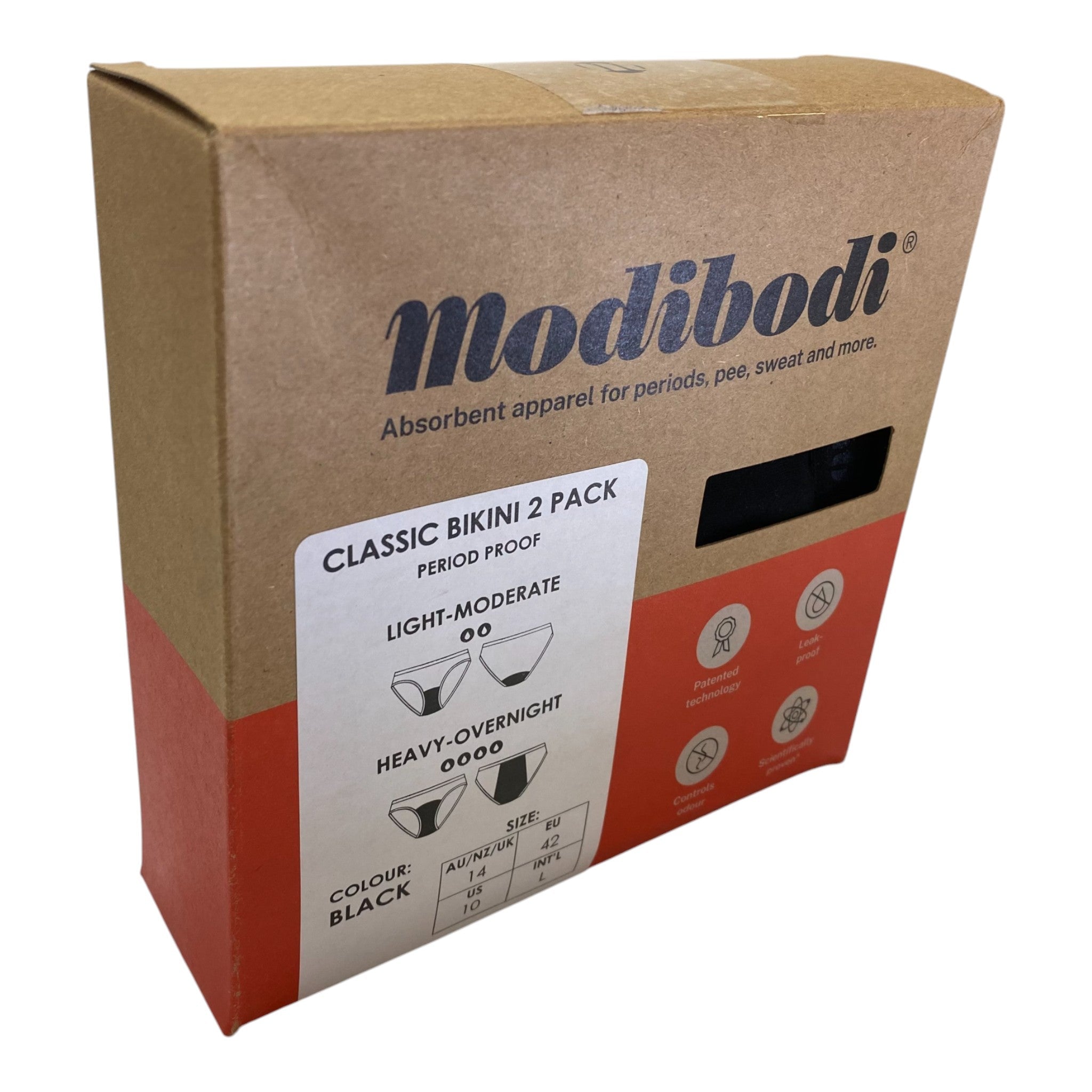 ModiBodi 2x Period Proof Classic Women's Bikini - Light/Heavy - New And Unworn SIZE - Large