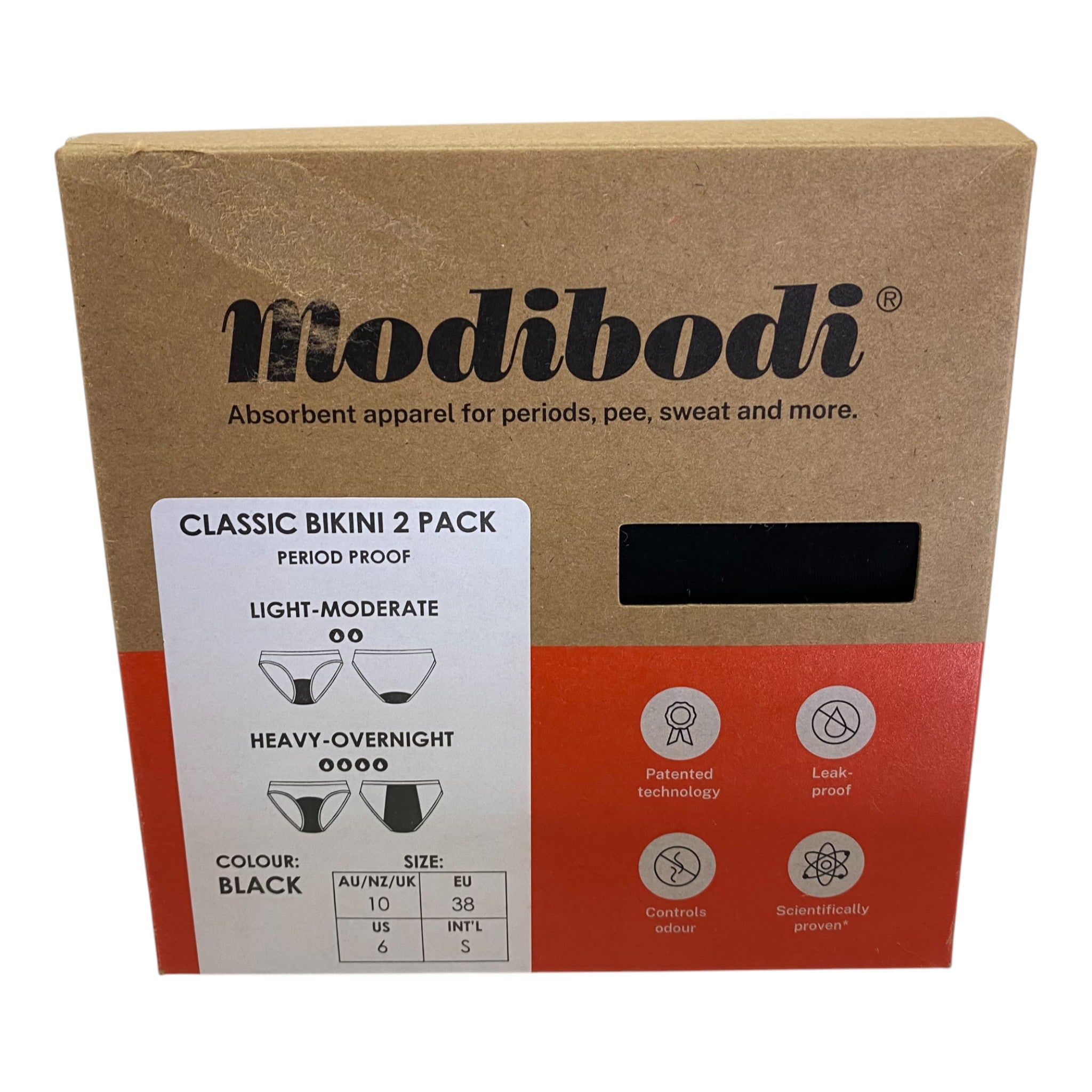 ModiBodi 2x Period Proof Classic Women's Bikini - Light/Heavy - New And Unworn SIZE - Small