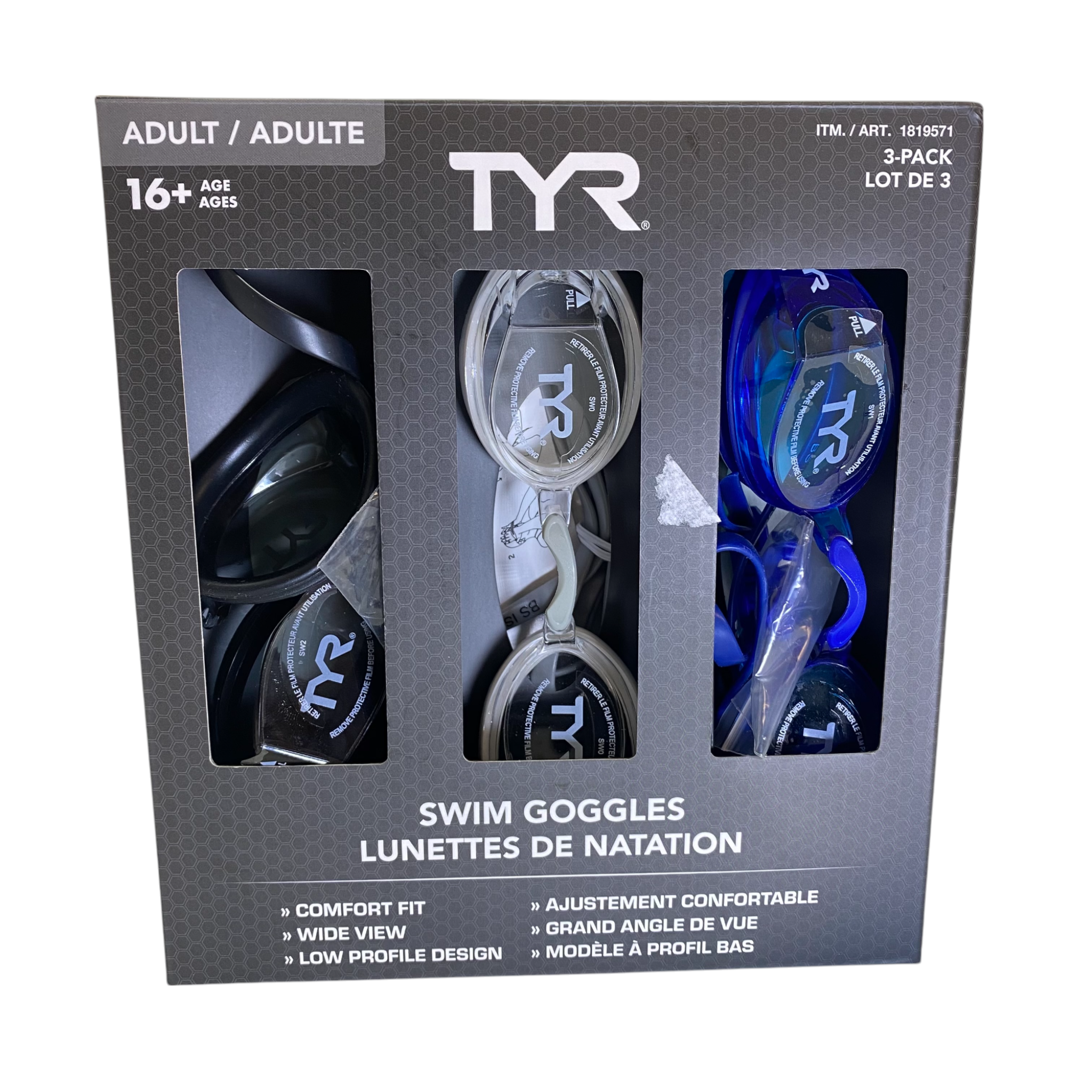TYR Adult Swim Goggle 3 Pack
