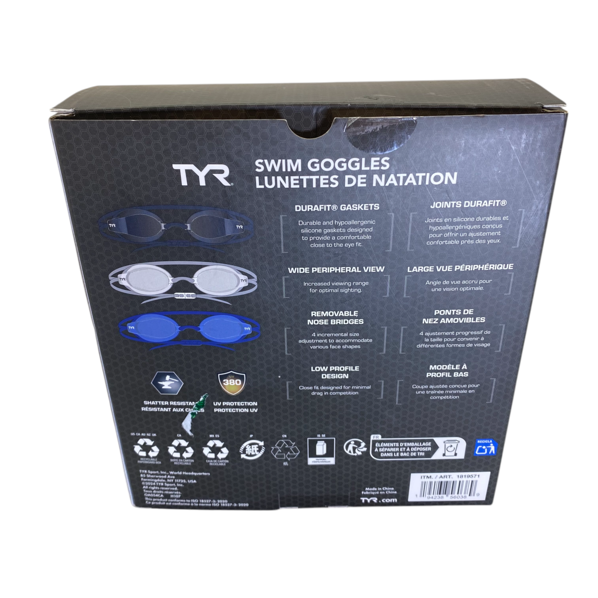 TYR Adult Swim Goggle 3 Pack