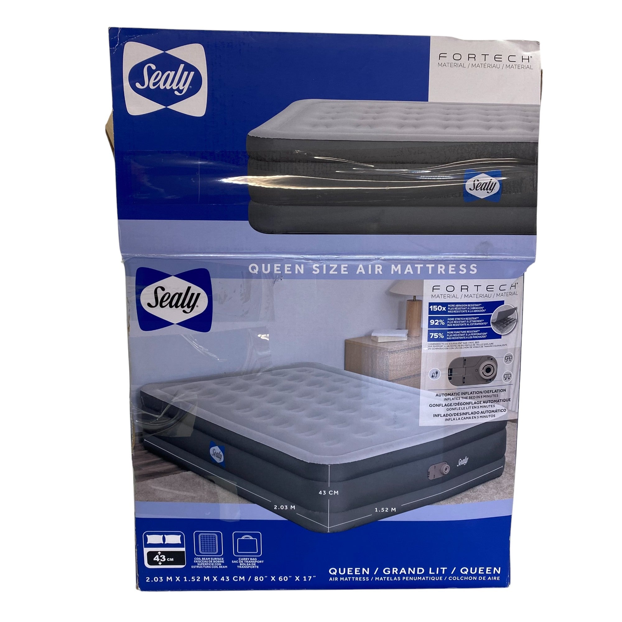 Sealy Fortech Queen Sized Airbed with Built-in Pump