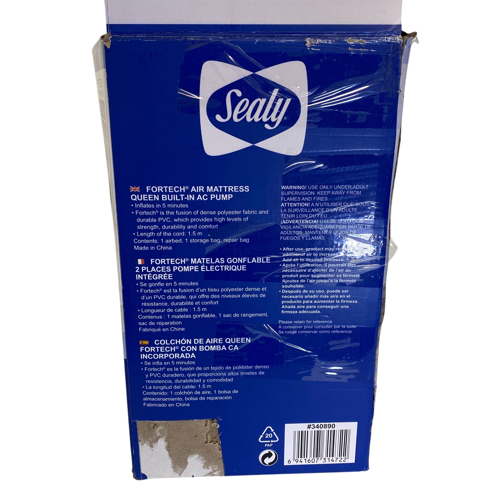 Sealy Fortech Queen Sized Airbed with Built-in Pump