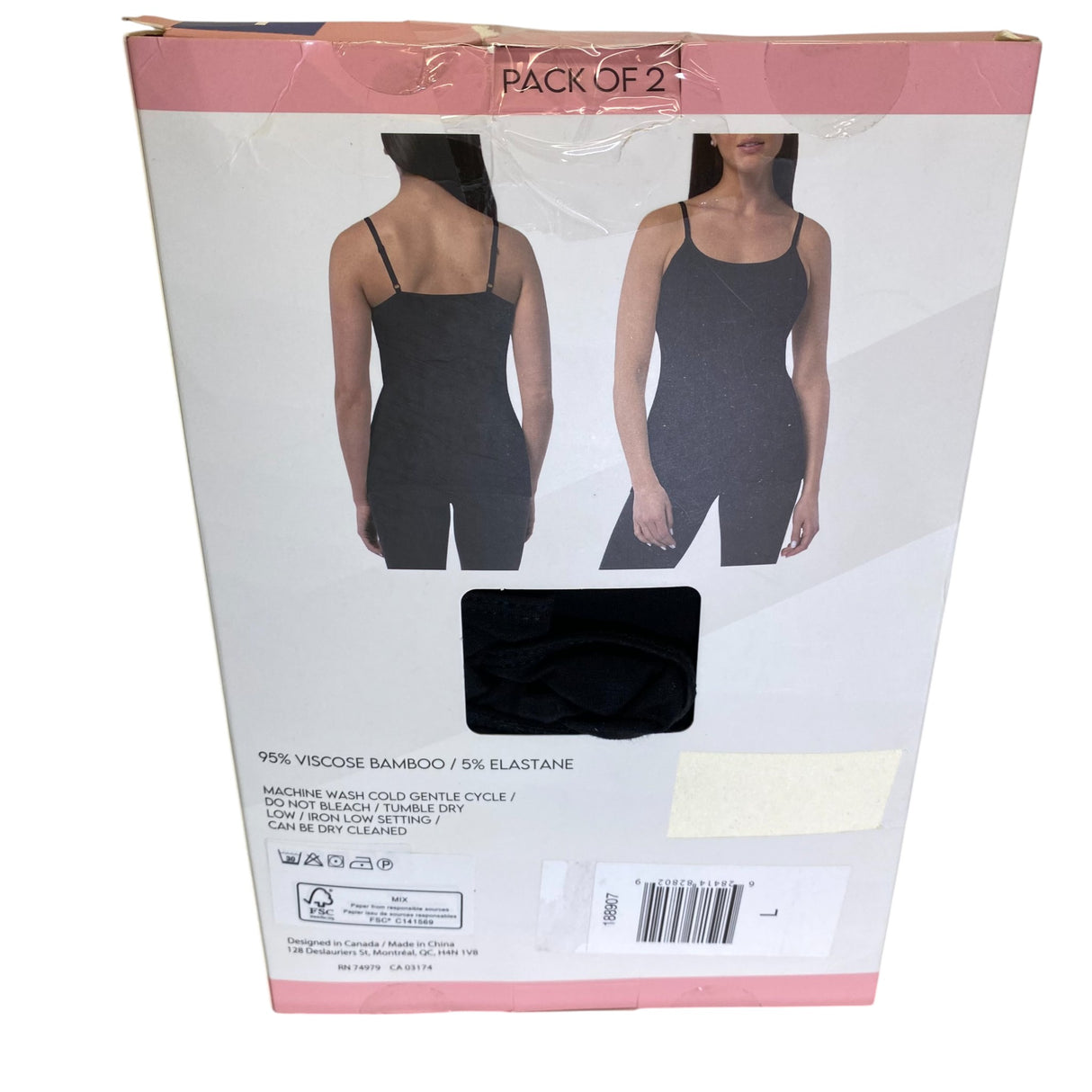 Parasuco 2x Ladies Camisole With Adjustable Straps - Black
