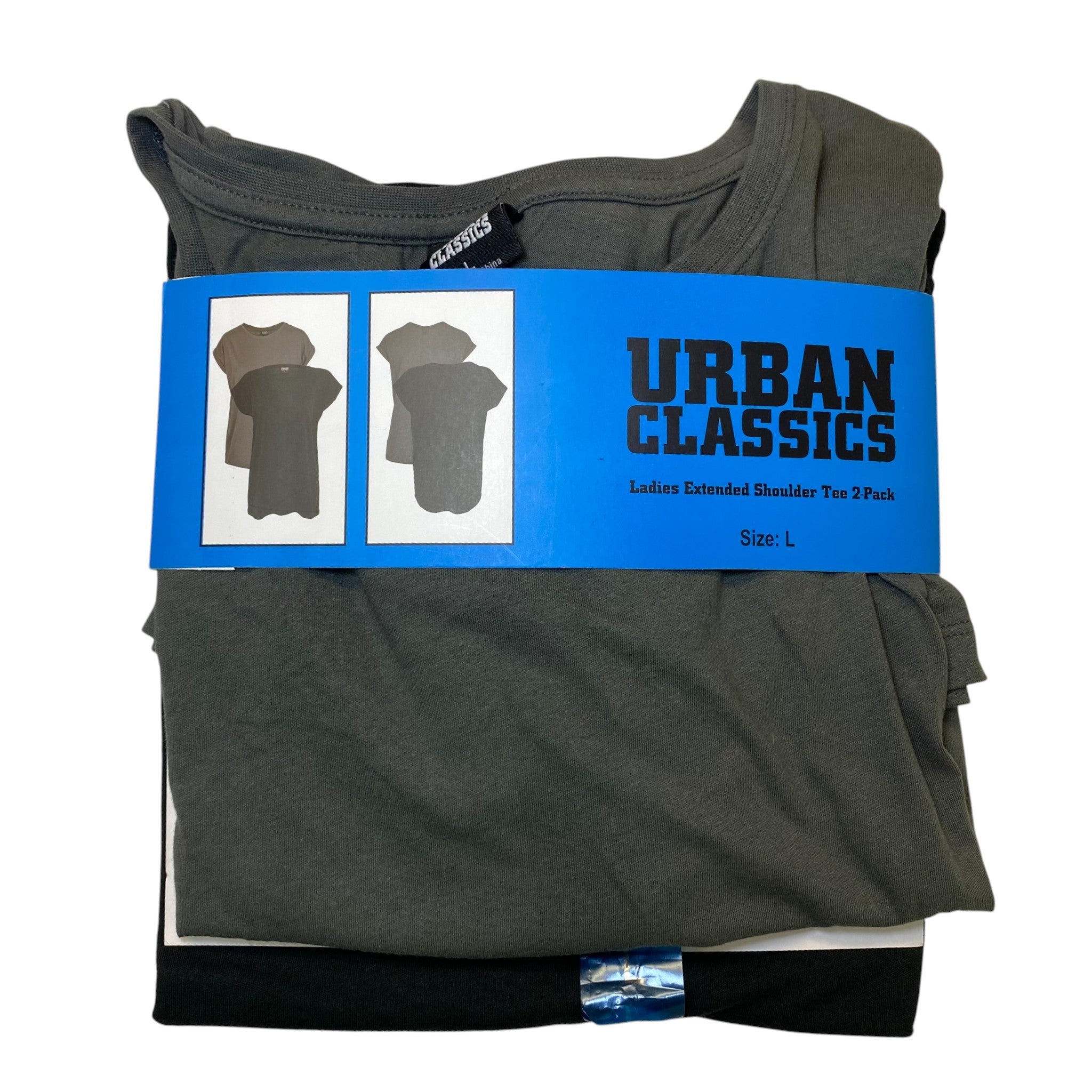 Urban Classics Ladies Extended Shoulder Tee 2-Pack SIZE - Large