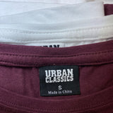 Urban Classics Ladies Extended Shoulder Tee 2-Pack Cherry & White