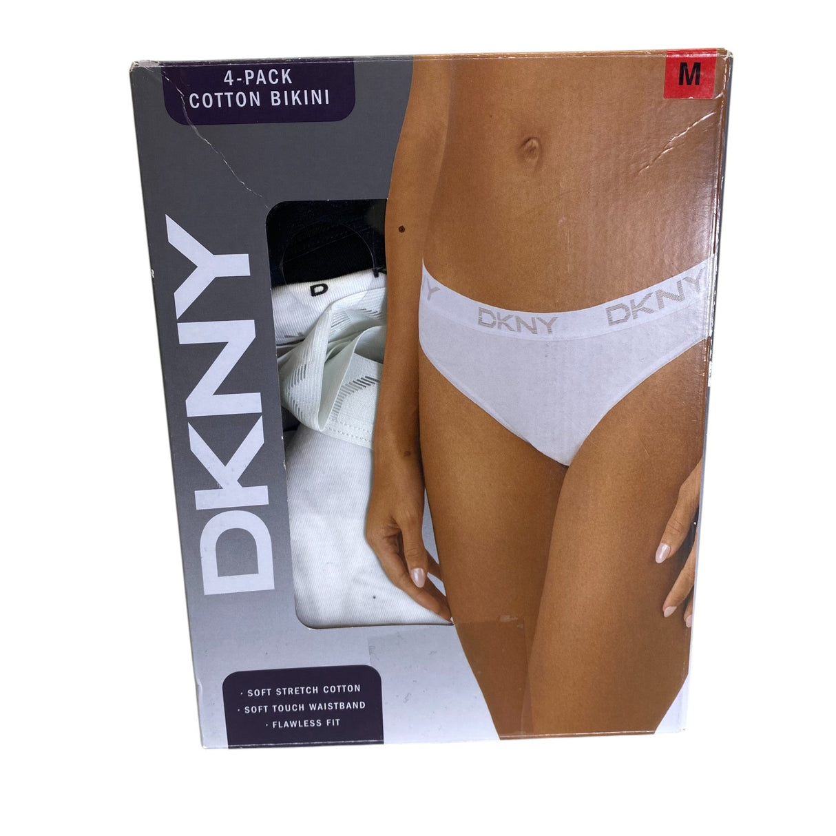 DKNY 4x Women's Cotton Bikini - Sand/Logo - SIZE - Medium