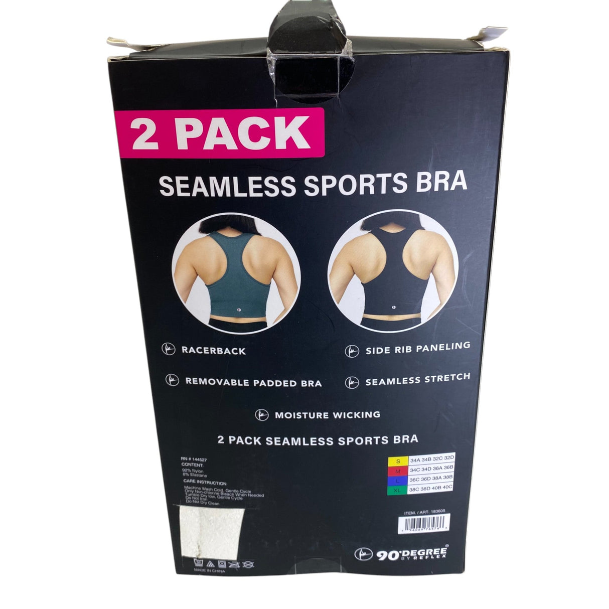 90 Degree By Reflex Women's Sports Bra 2 Pack SIZE - Large