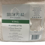 South Point Home Fashions Flannelette 6-Piece Sheet Set - King