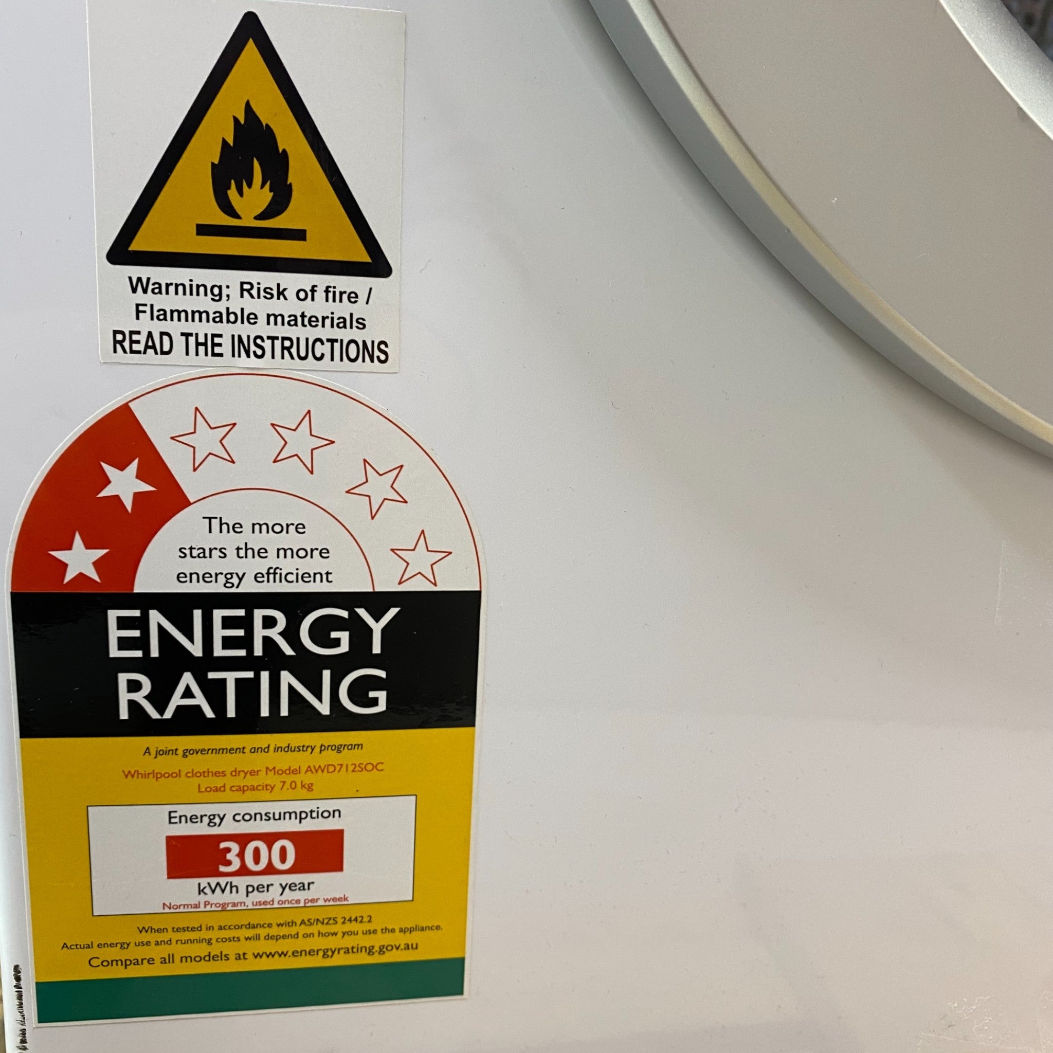 WhirlPool Air Vented Dryer 7kg AWD712SOC