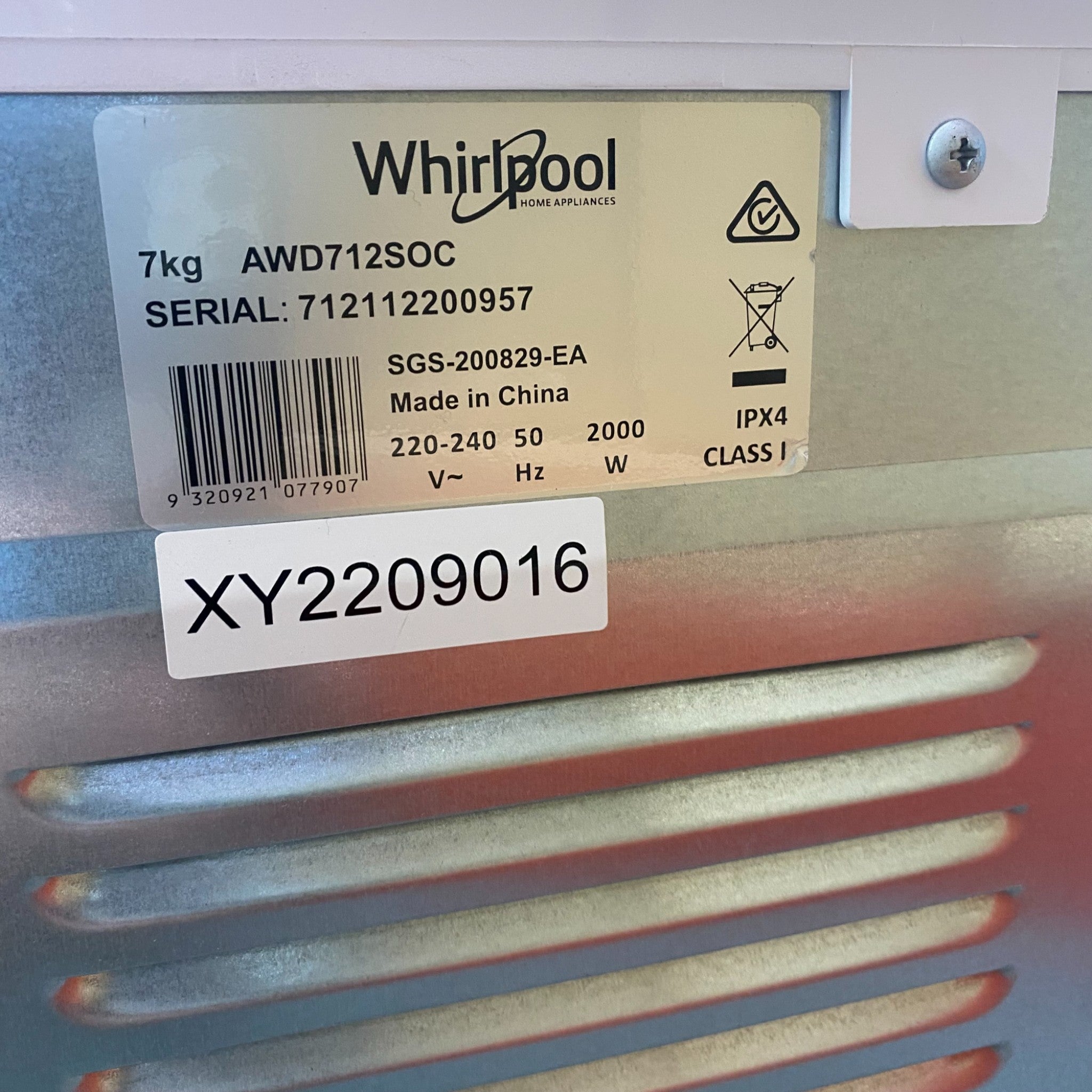 WhirlPool Air Vented Dryer 7kg AWD712SOC