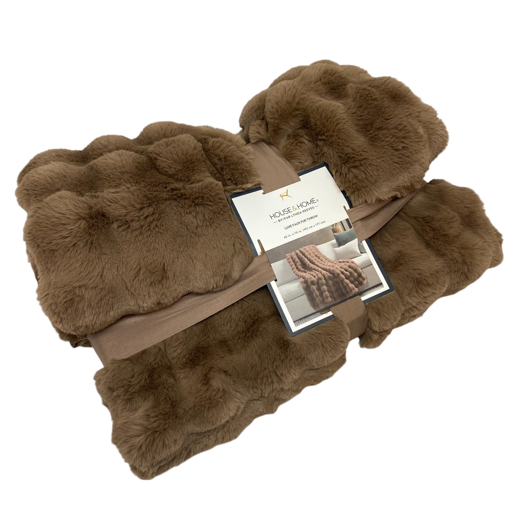 House & Home Bubble Faux Fur Throw - Light Brown