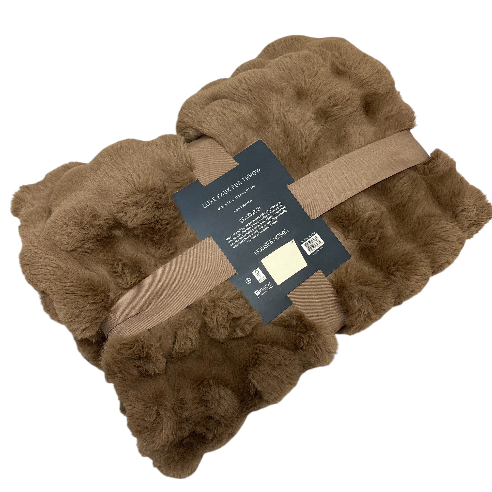 House & Home Bubble Faux Fur Throw - Light Brown