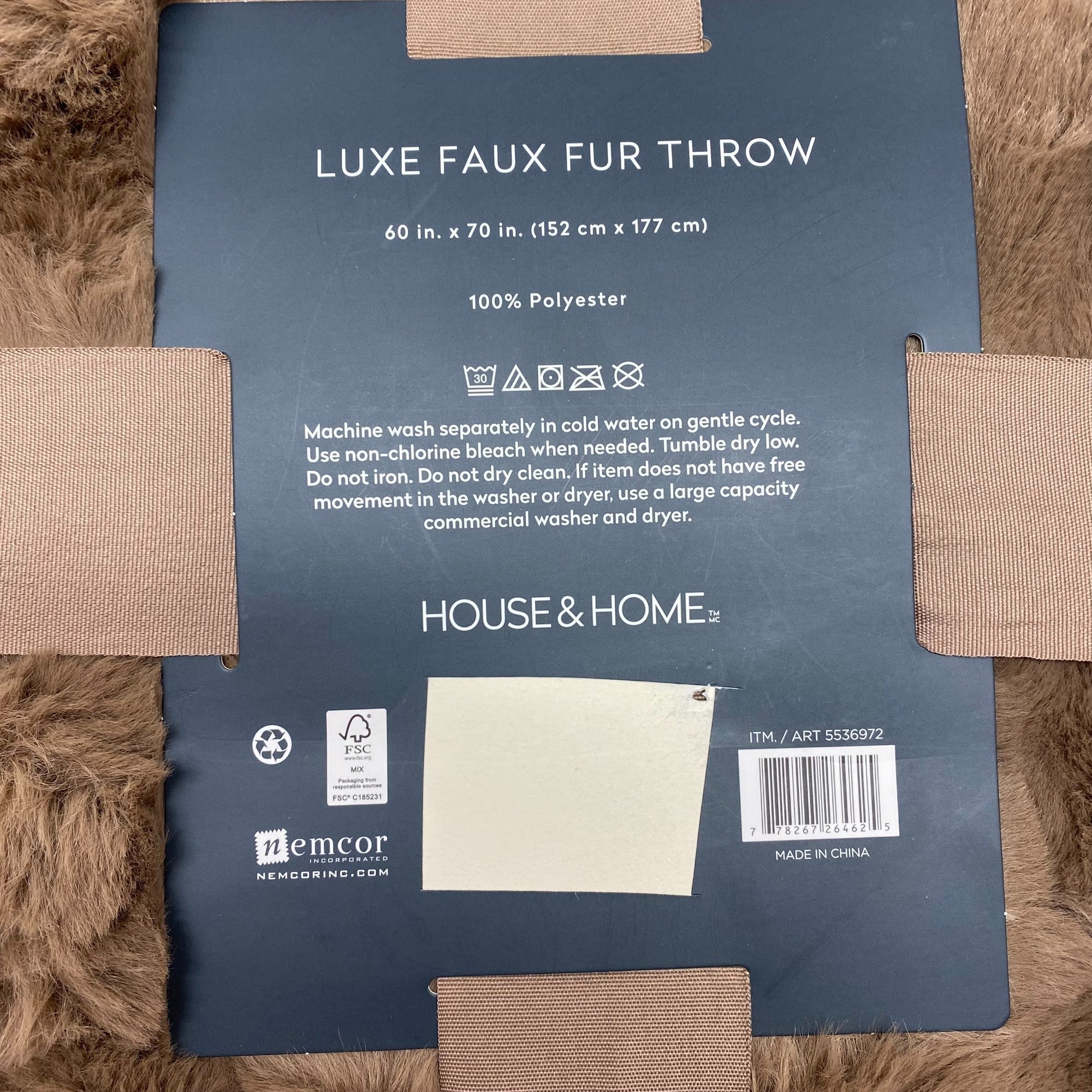 House & Home Bubble Faux Fur Throw - Light Brown