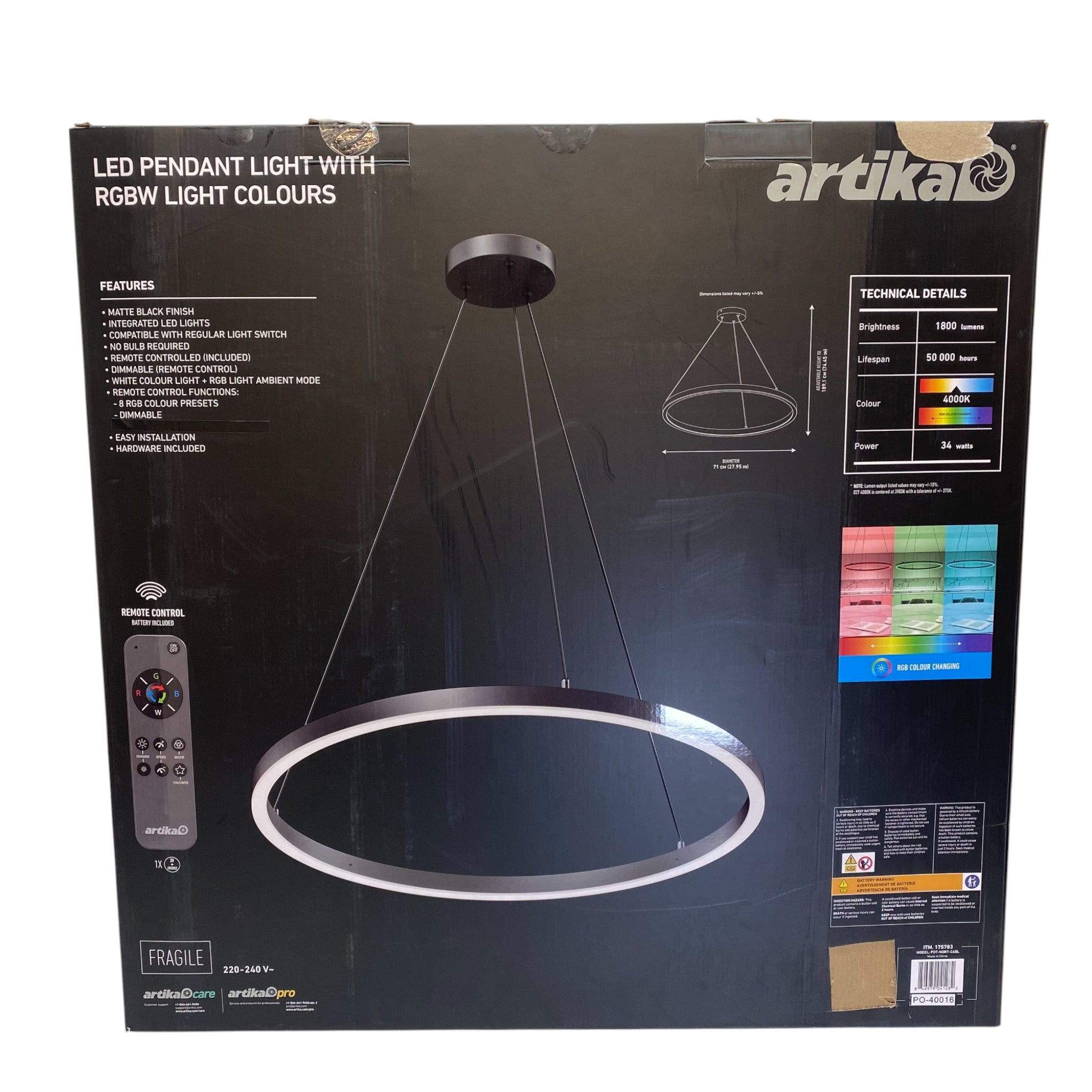 Artika Novato LED Pendant Light RGBW Light Colours