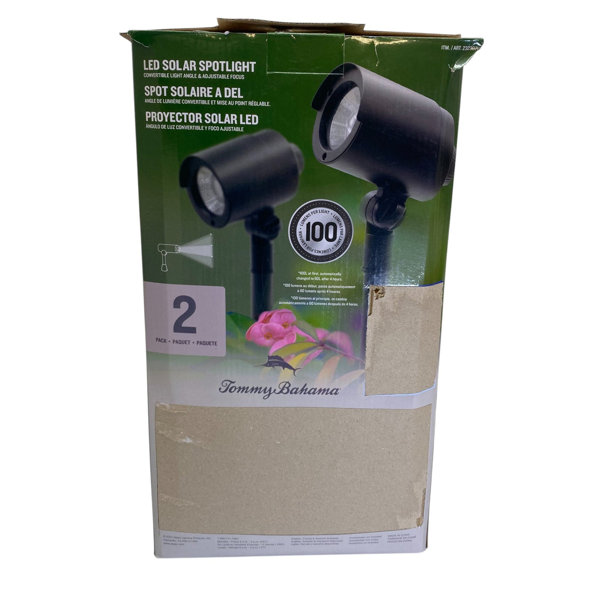 Tommy Bahama Smart Focus Solar Spot Light with Remote Solar Panel - 2 pack