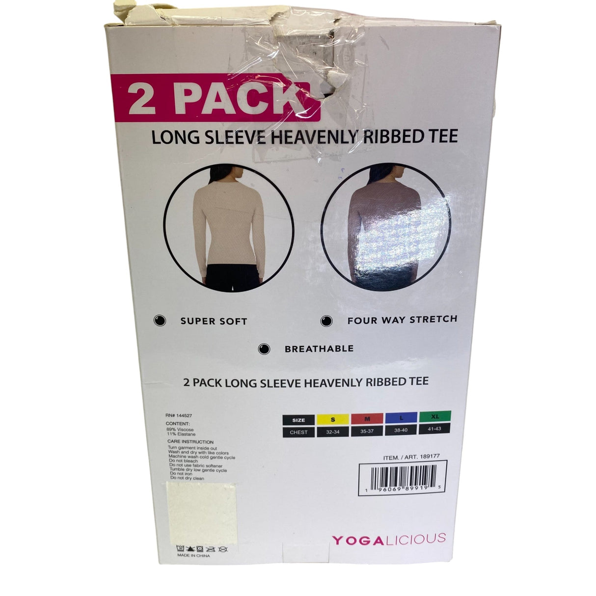 Yogalicious 2x Women's Long Sleeve Heavenly Ribbed Tee SIZE - Small