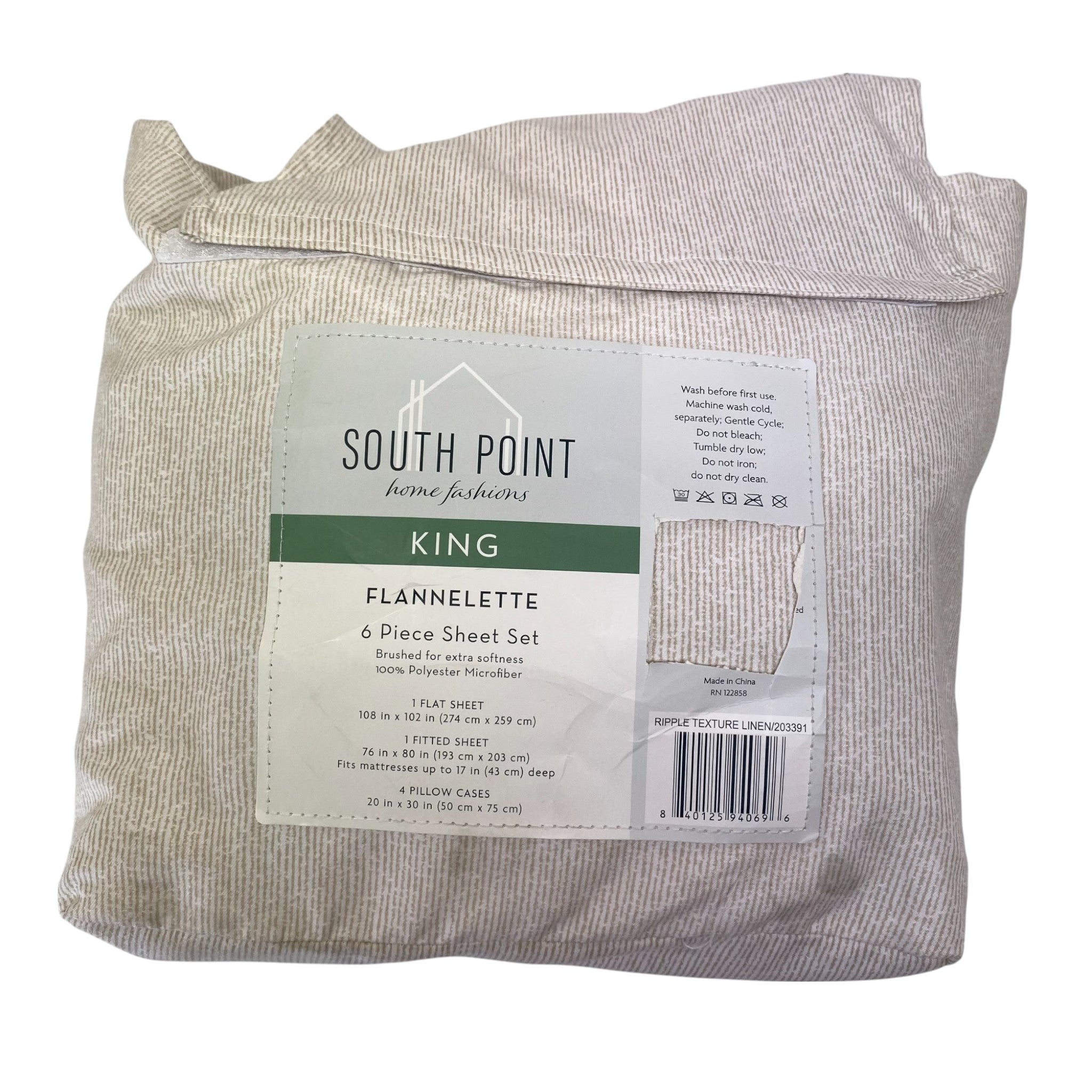 South Point Home Fashions Flannelette 5-Piece Sheet Set - King