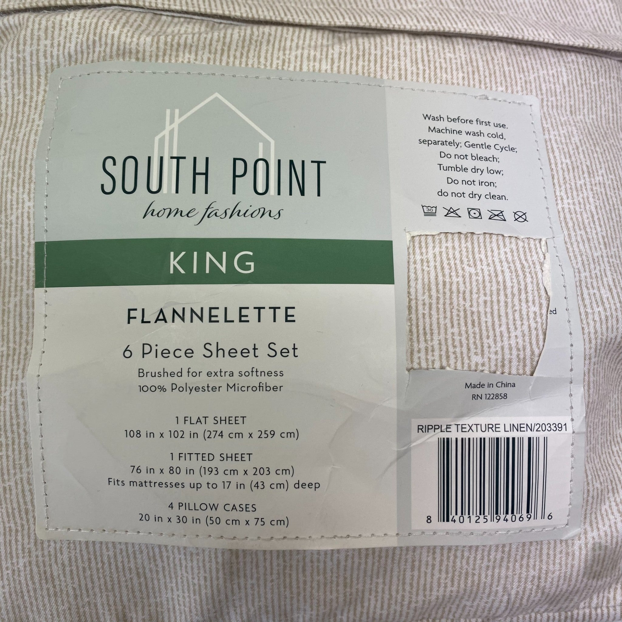 South Point Home Fashions Flannelette 5-Piece Sheet Set - King