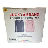 Lucky Brand 2 Pack Long Sleeve Lounge V-Neck Pink/Grey SIZE - Small