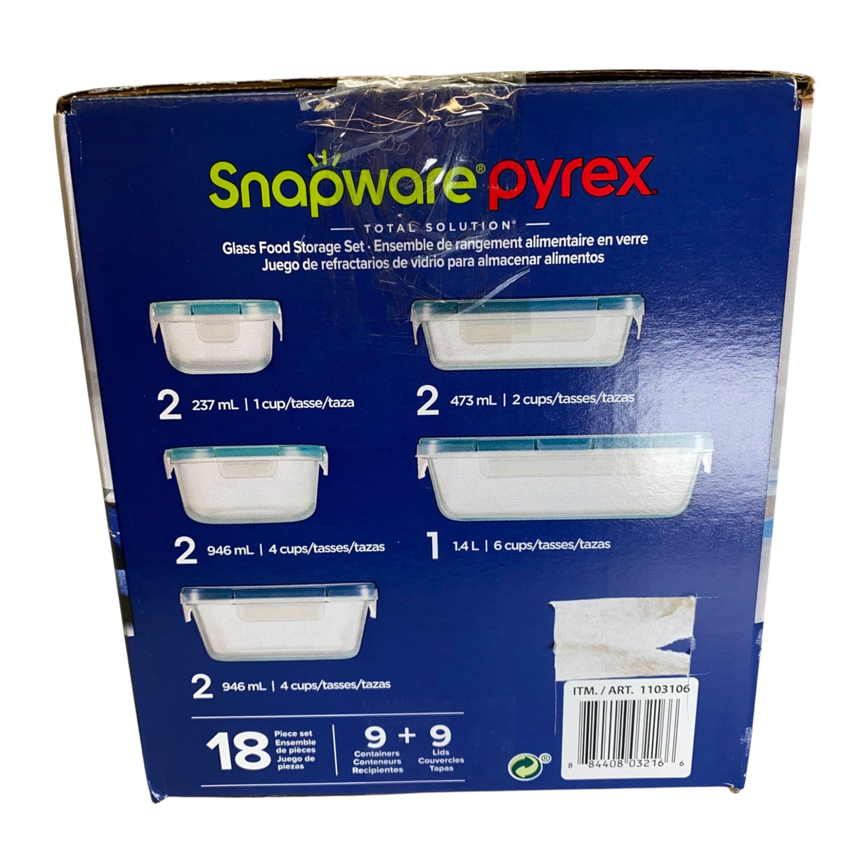 Pyrex 18 Piece Glass Snapware Set - CLICK AND COLLECT ONLY