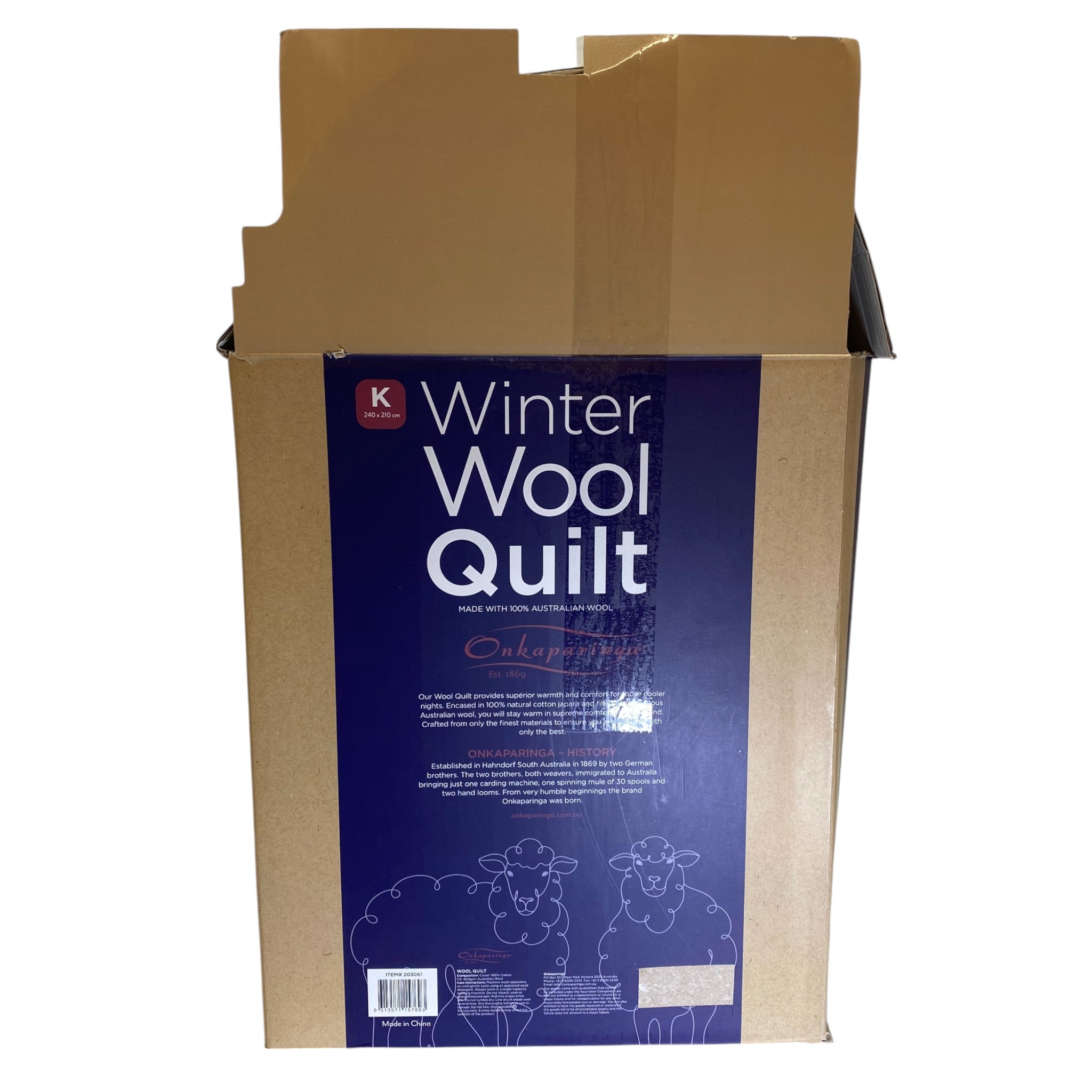Onkaparinga Washable Winter Wool Quilt - King