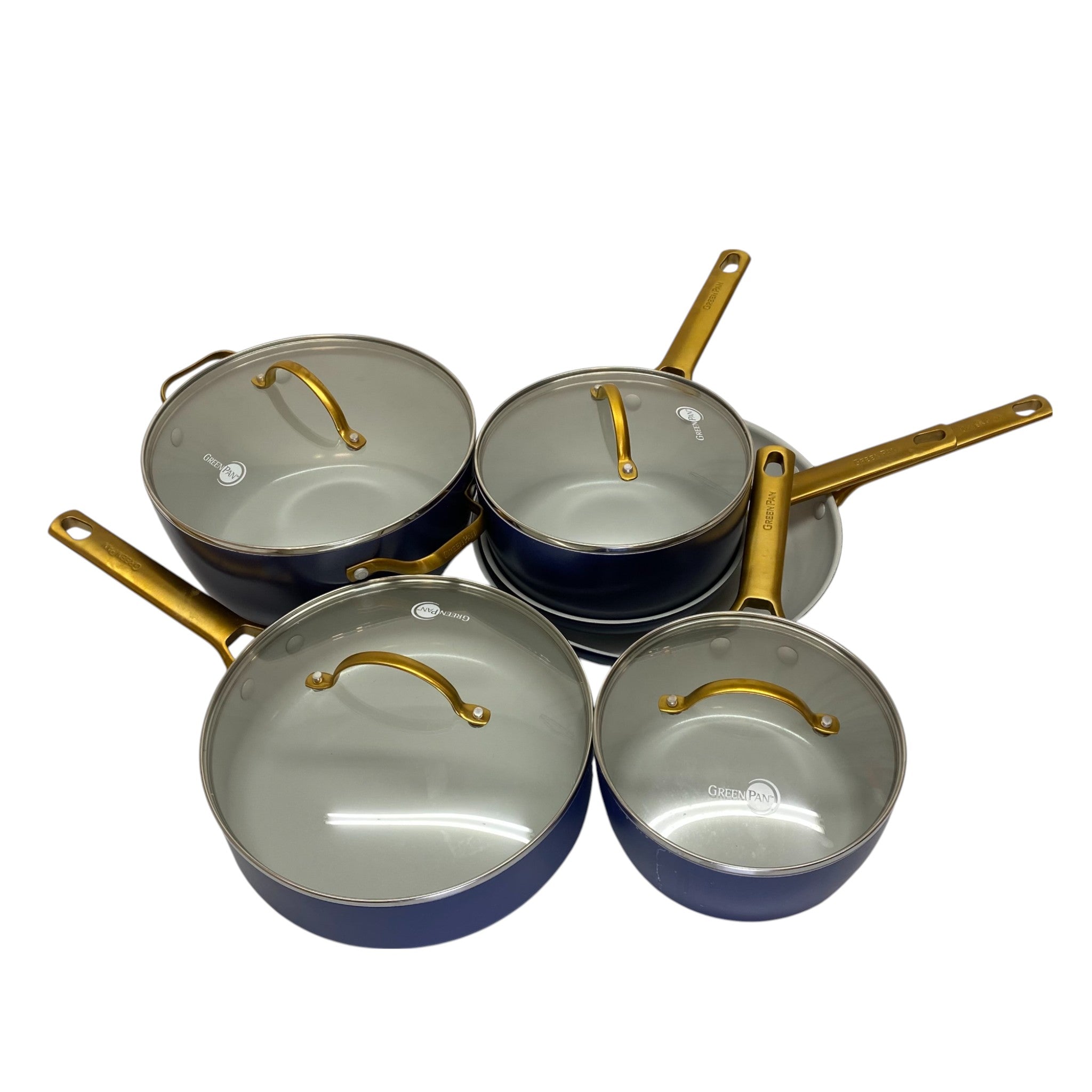 GreenPan 6x Padova Stainless Steel Nonstick Pots/Pans with 4x Lids