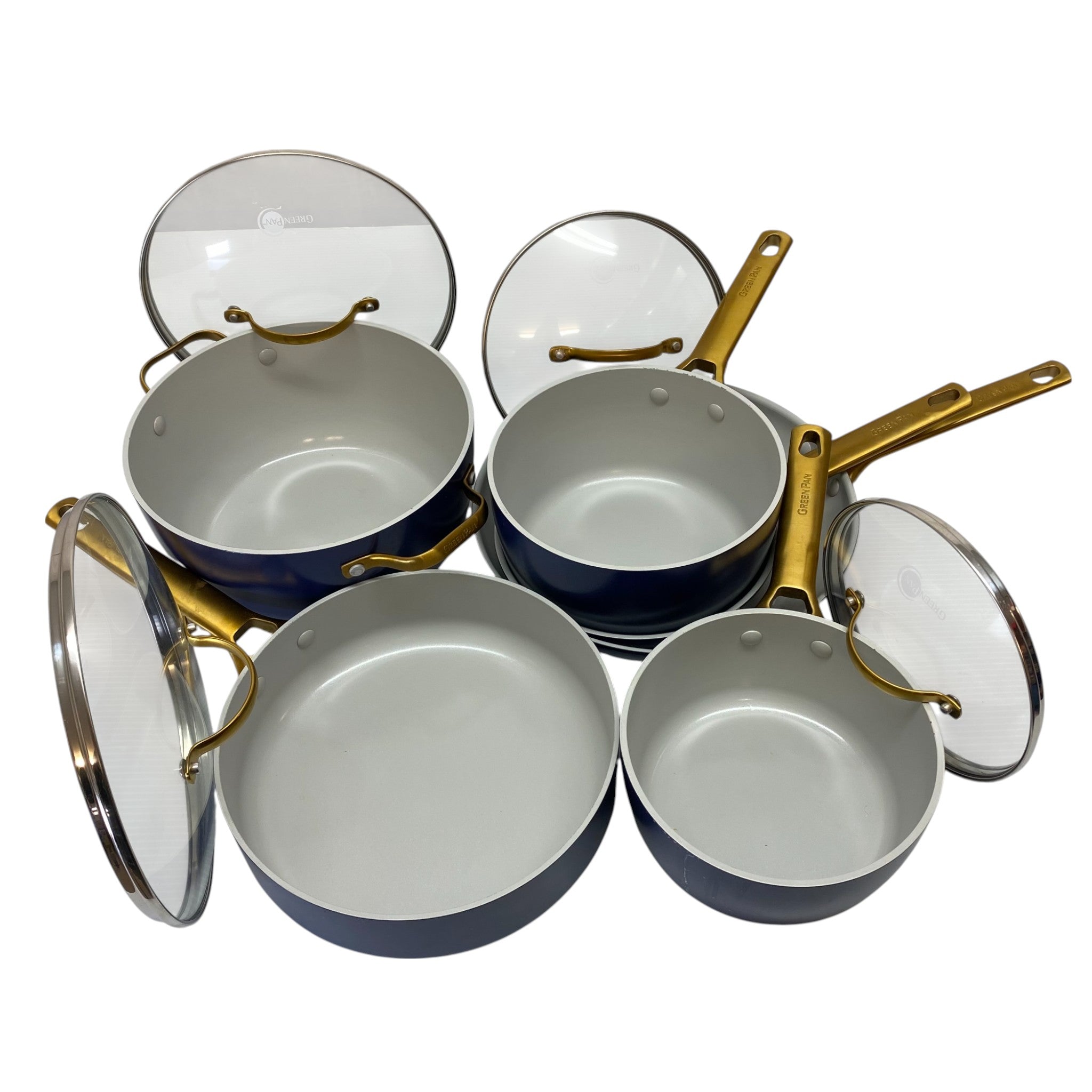 GreenPan 6x Padova Stainless Steel Nonstick Pots/Pans with 4x Lids