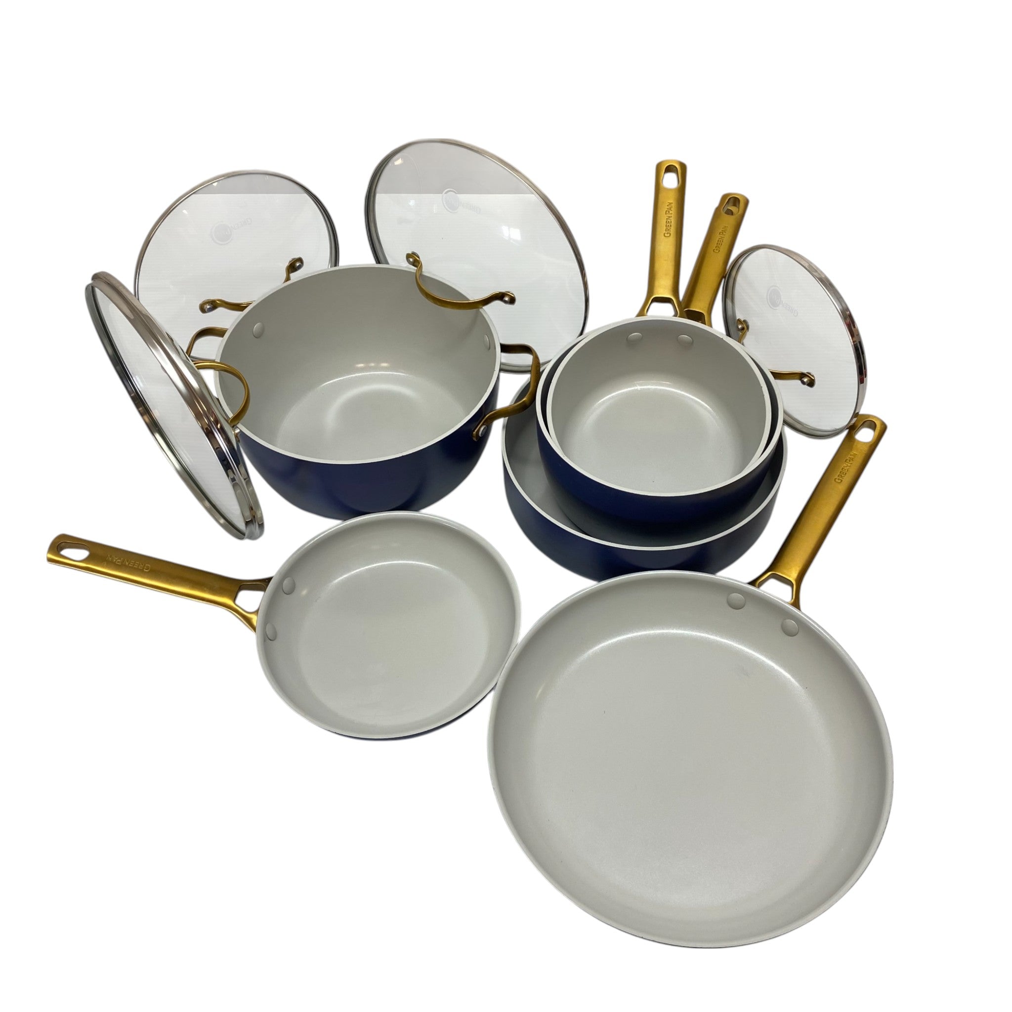 GreenPan 6x Padova Stainless Steel Nonstick Pots/Pans with 4x Lids