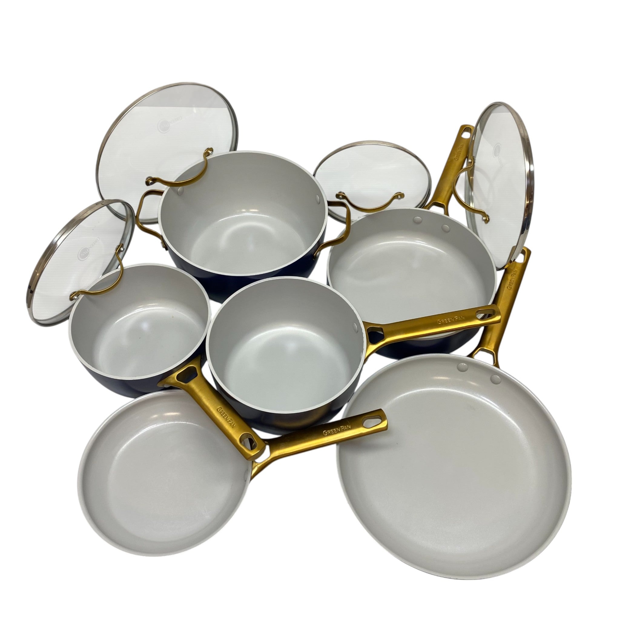GreenPan 6x Padova Stainless Steel Nonstick Pots/Pans with 4x Lids