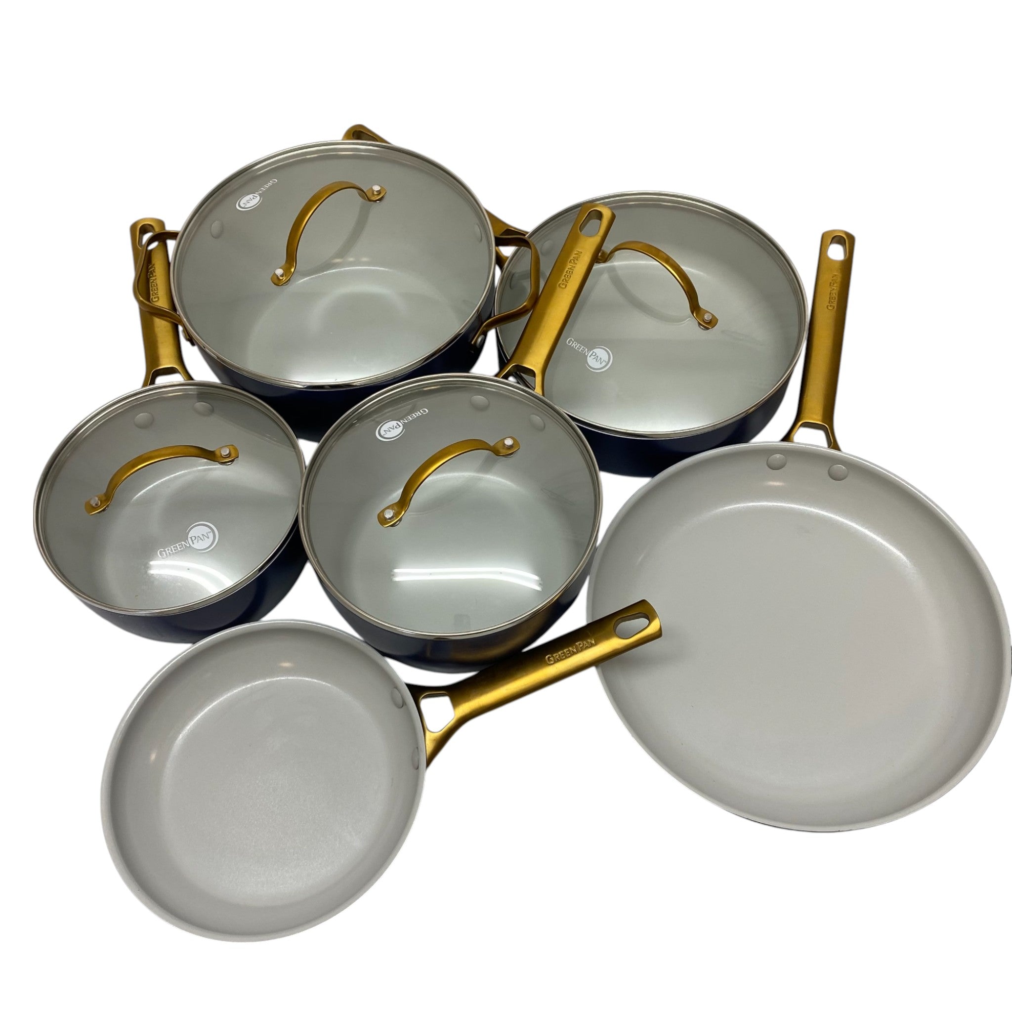 GreenPan 6x Padova Stainless Steel Nonstick Pots/Pans with 4x Lids