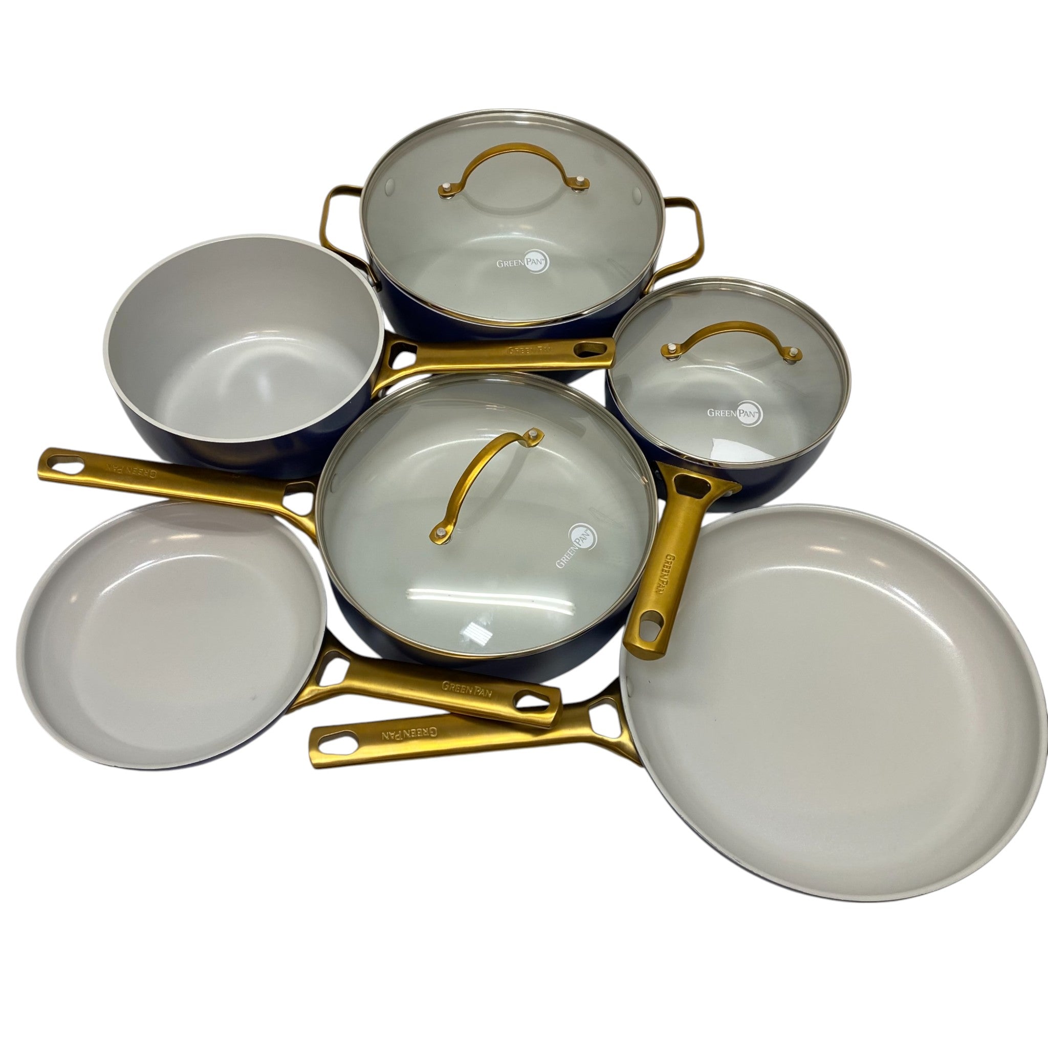 GreenPan 6x Padova Stainless Steel Nonstick Pots/Pans with 3x Lids