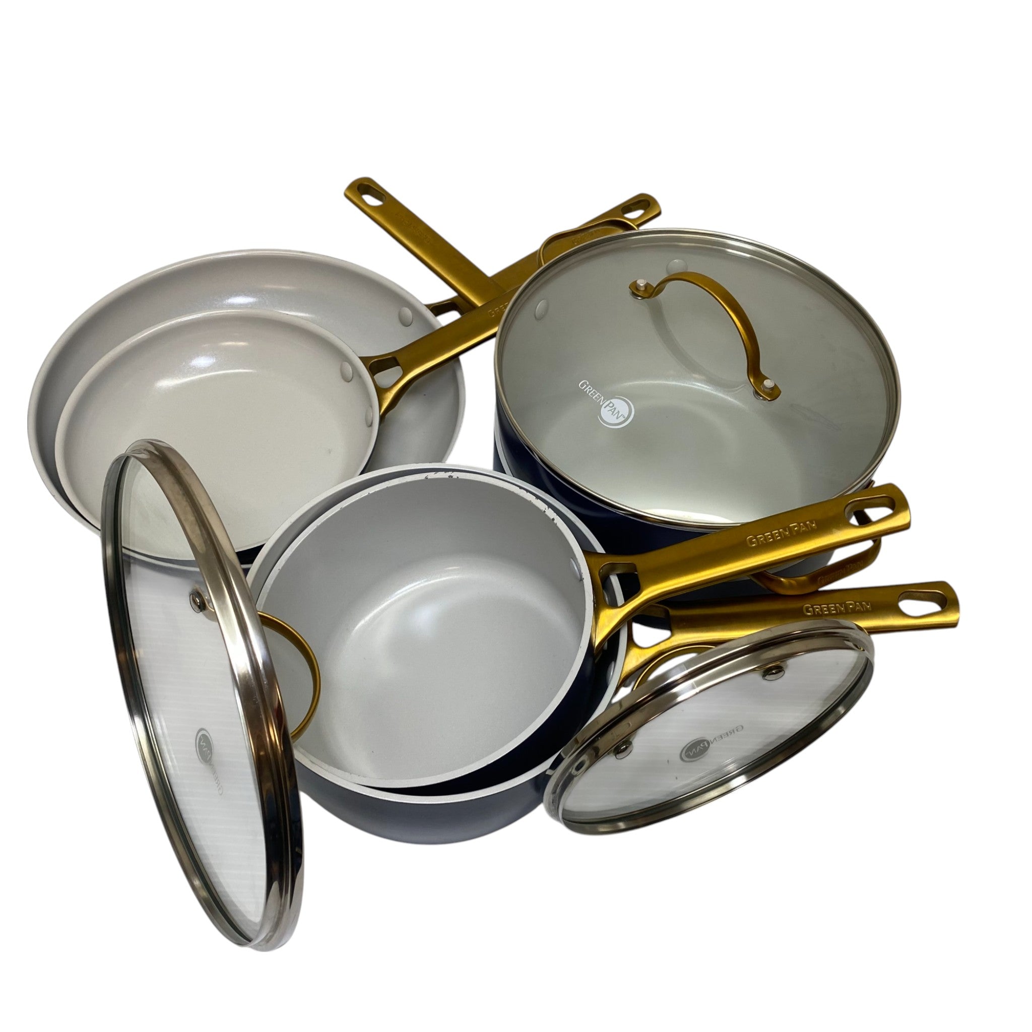 GreenPan 6x Padova Stainless Steel Nonstick Pots/Pans with 3x Lids