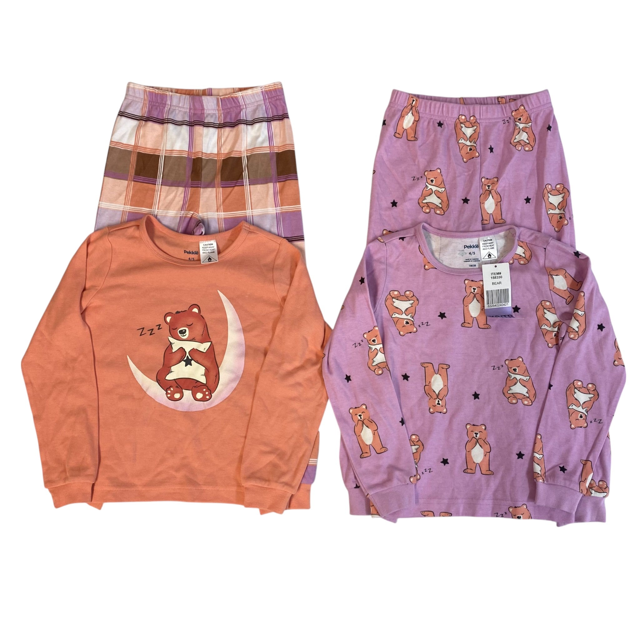 Pekkle Girls 4 Piece Pyjama Set - Bear SIZE - 4