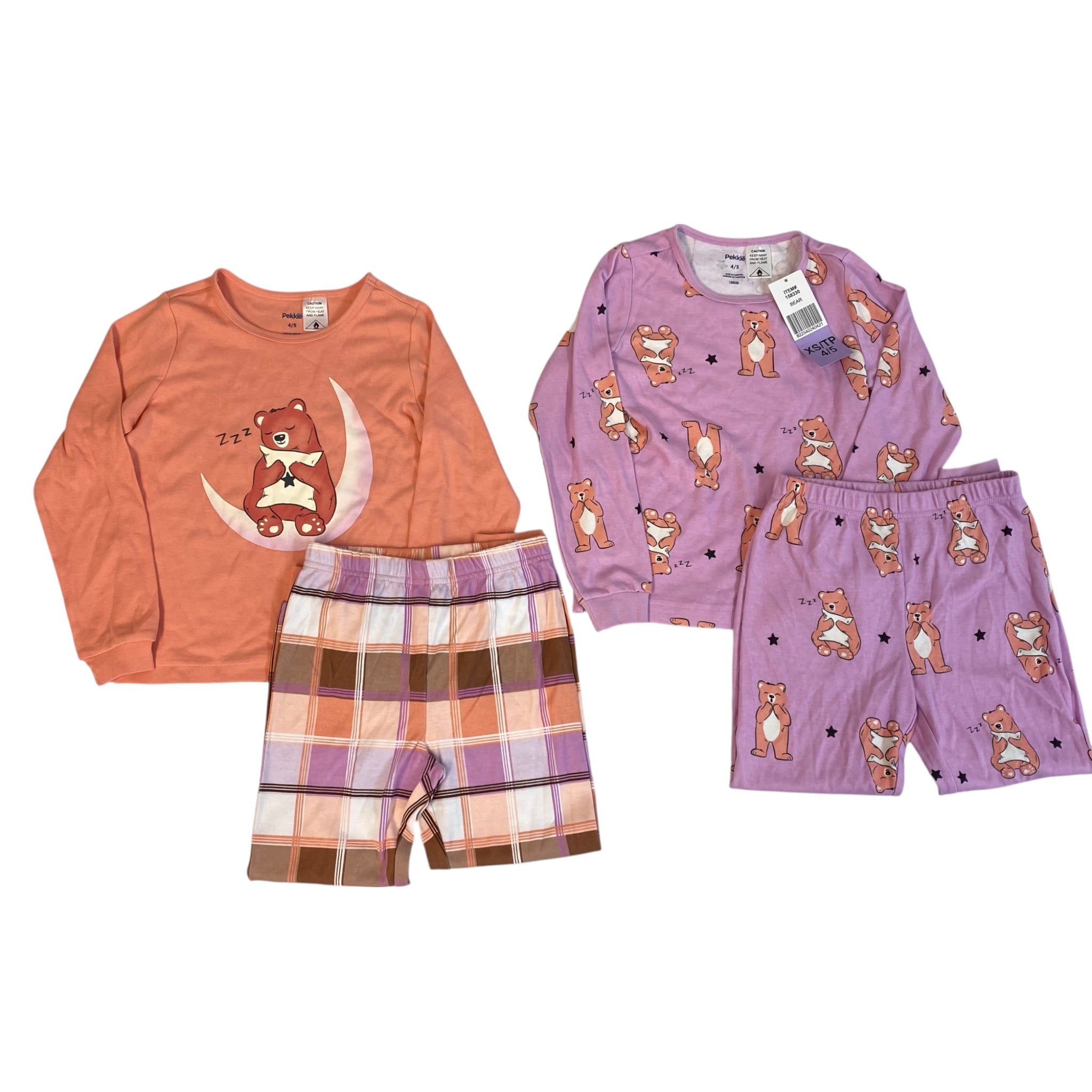 Pekkle Girls 4 Piece Pyjama Set - Bear SIZE - 4