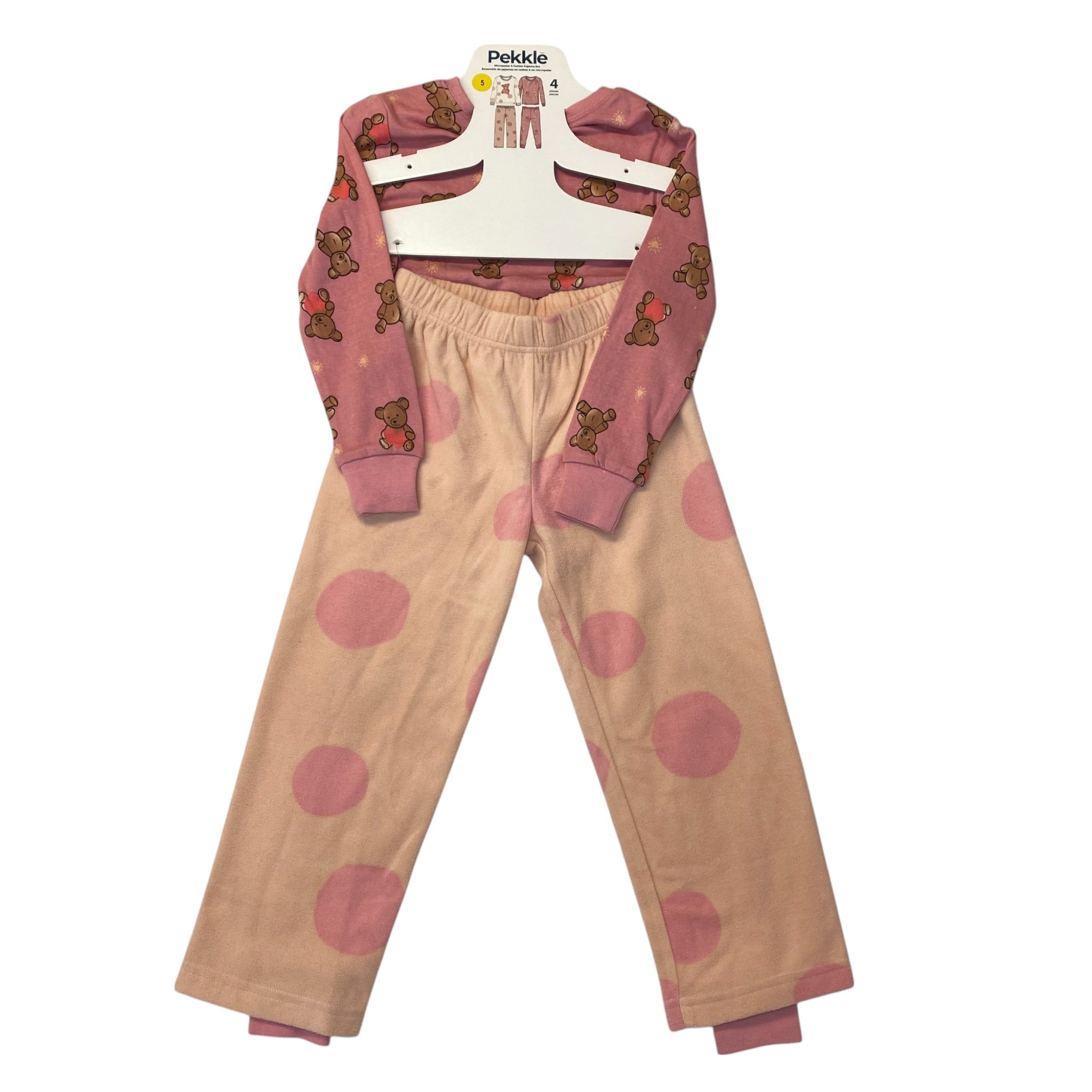 Pekkle Girls 3 Piece Pyjama Set - Bear SIZE - 5
