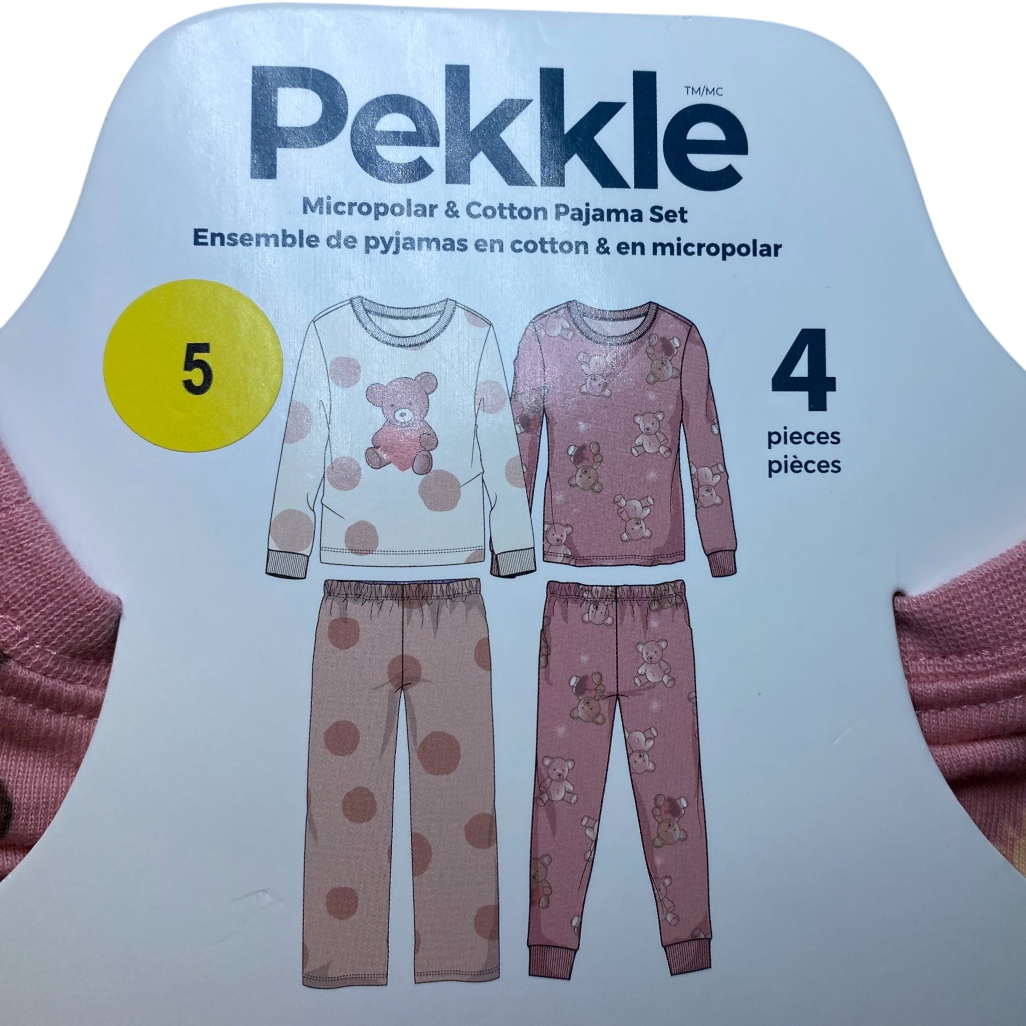 Pekkle Girls 3 Piece Pyjama Set - Bear SIZE - 5