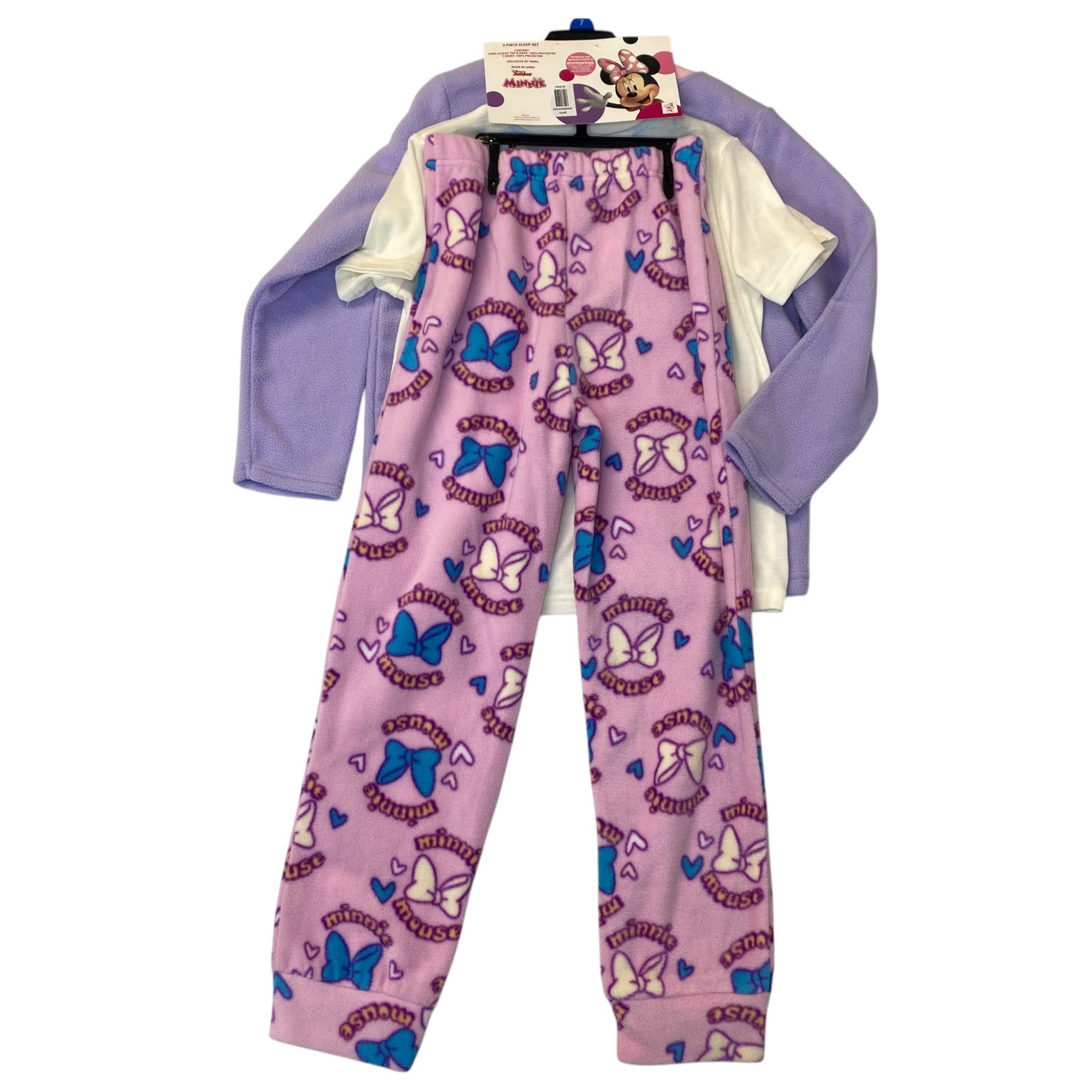 Disney Girls Minnie Mouse 3 Piece Sleep Set SIZE - 7