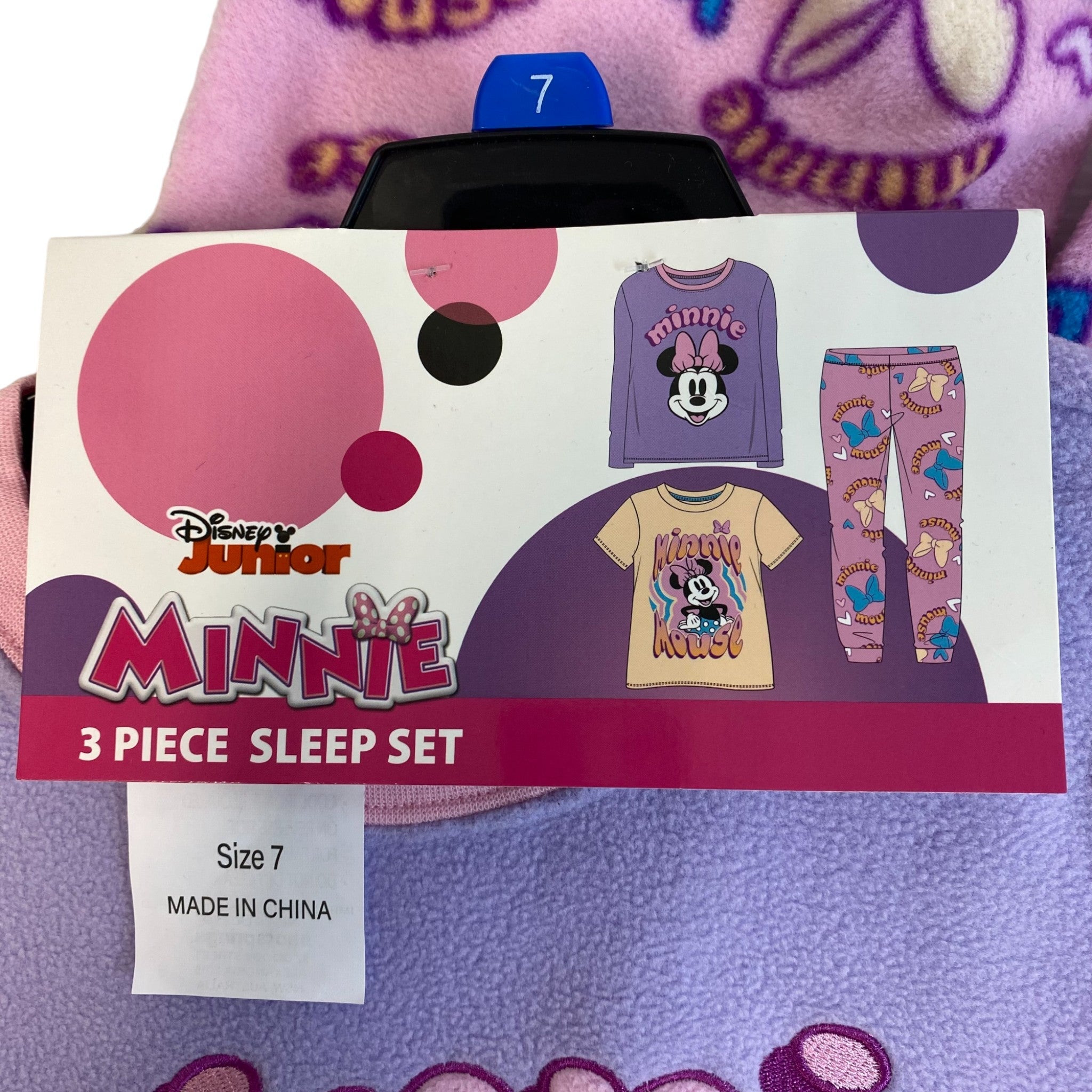 Disney Girls Minnie Mouse 3 Piece Sleep Set SIZE - 7