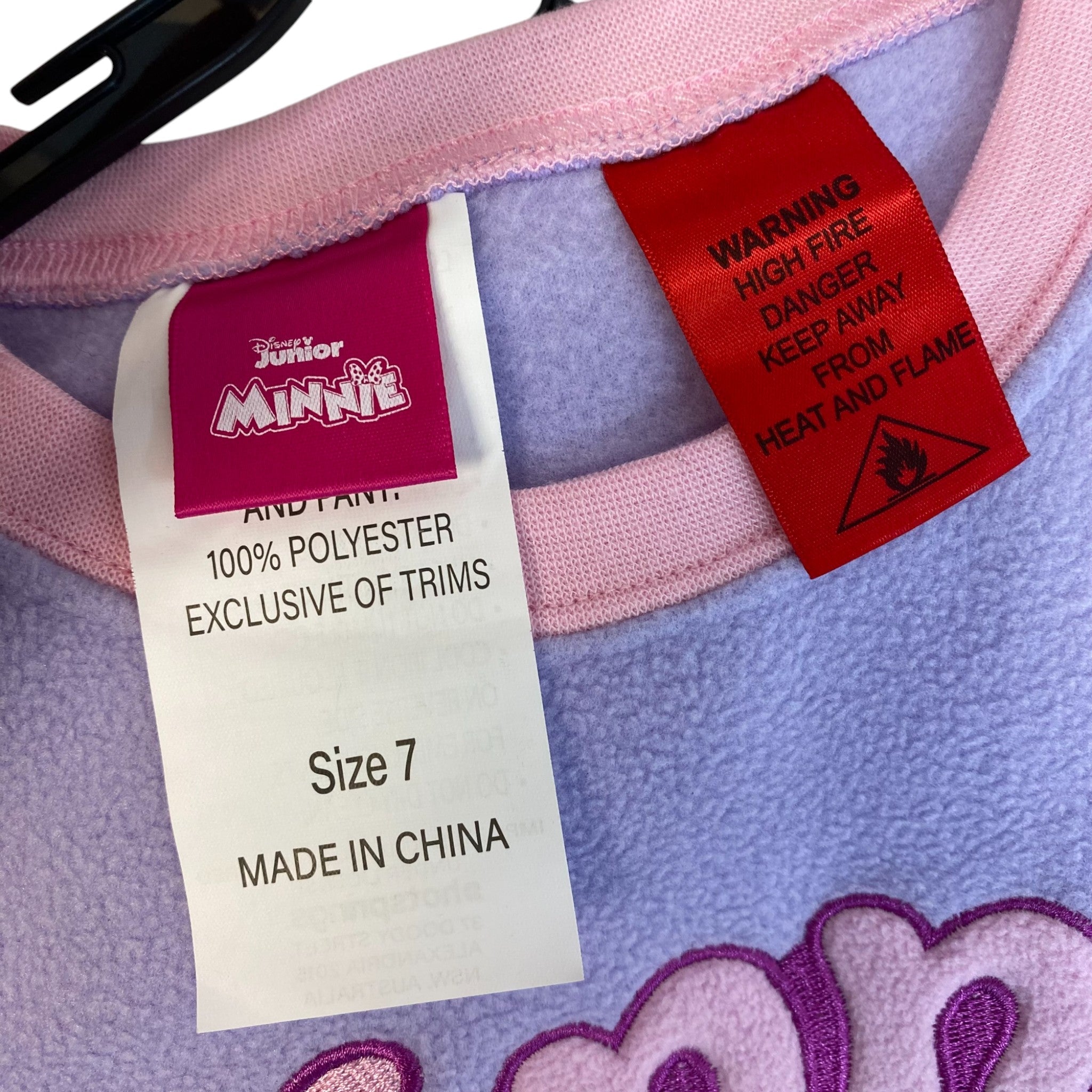 Disney Girls Minnie Mouse 3 Piece Sleep Set SIZE - 7