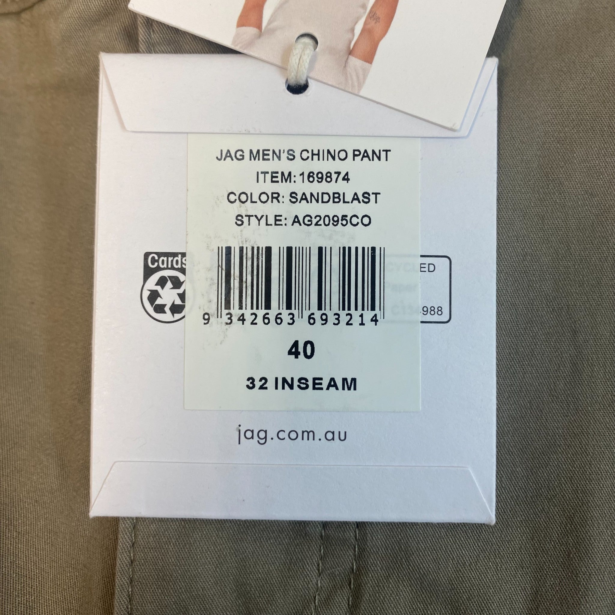 Jag Men's Slim Fit Chino Pants SIZE - 40