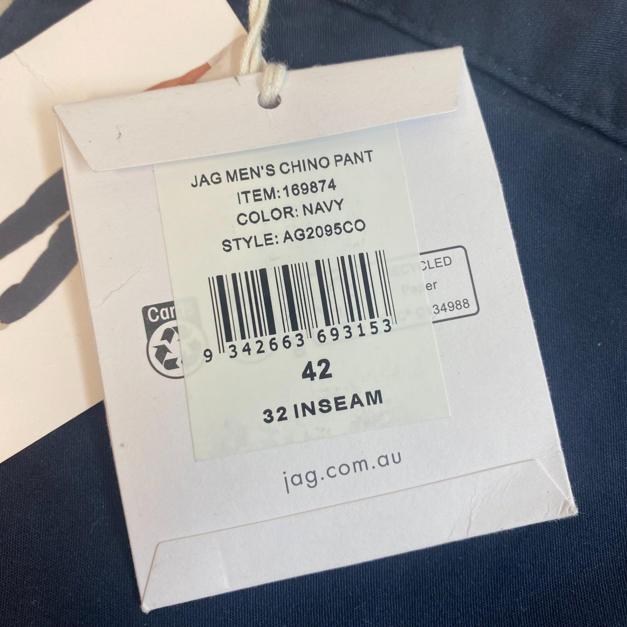 Jag Men's Slim Fit Chino Pants SIZE - 42