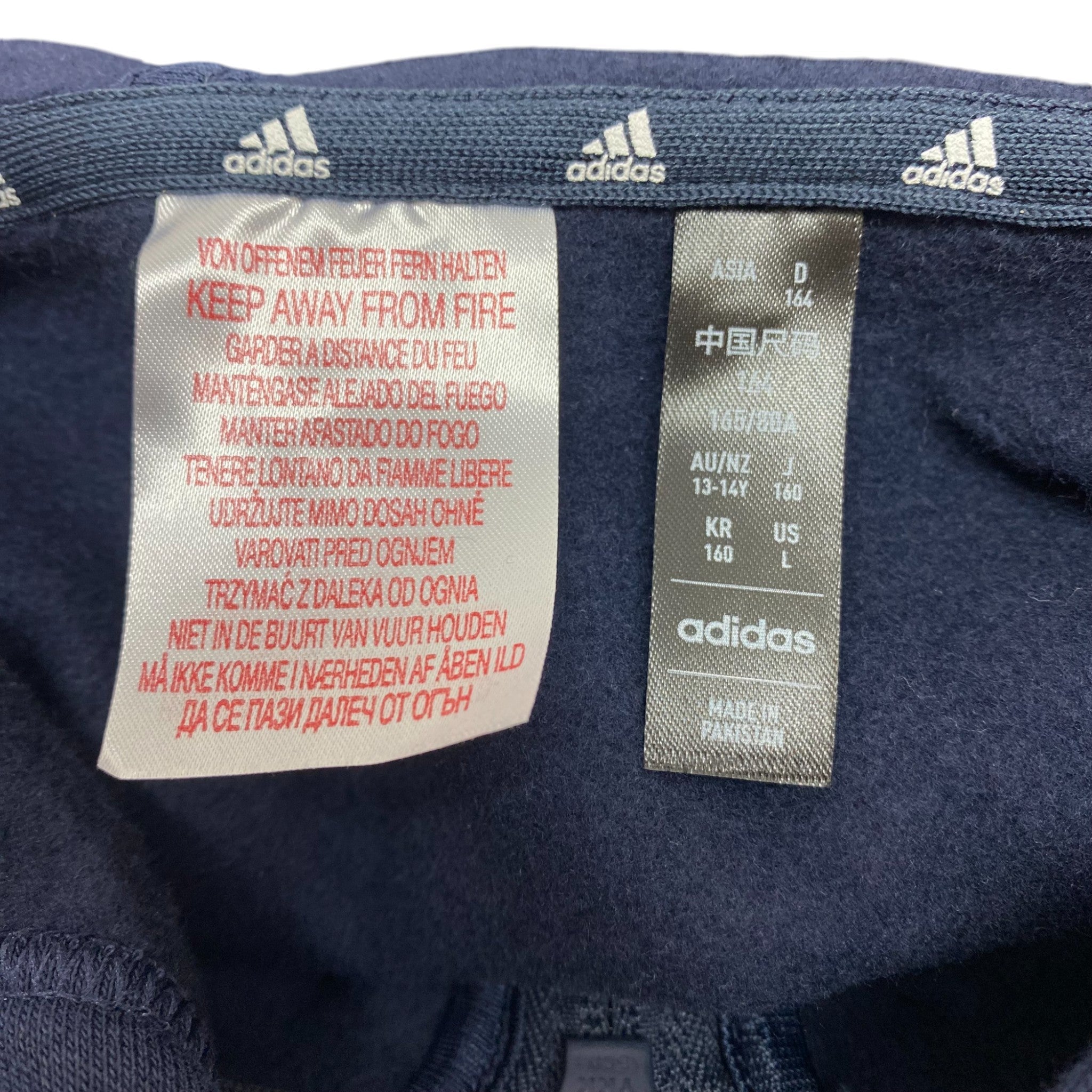 Adidas 3 Stripe Hooded Zip Top and Full Length Pants - 13-14Y SIZE - 14