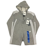 Adidas 3 Stripe Hooded Zip Top and Full Length Pants - 11-12Y SIZE - 12